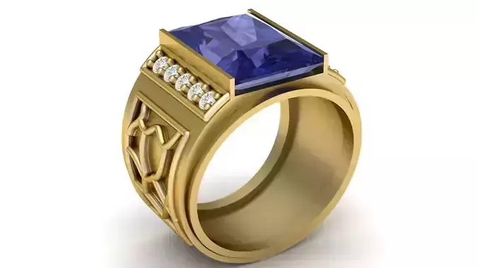 STYLISH DIMOND RING FOR MEN 3D PRINTABLE MODEL