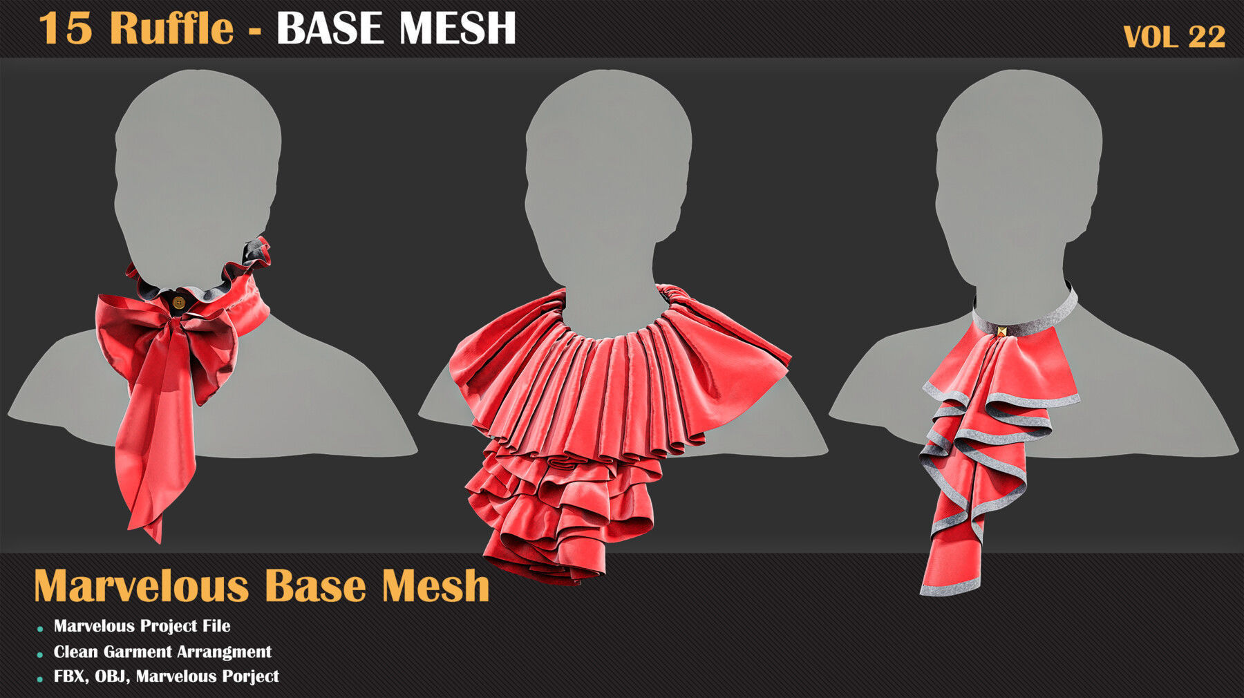 15 Ruffle BASE MESH - VOL 22 3D model_5