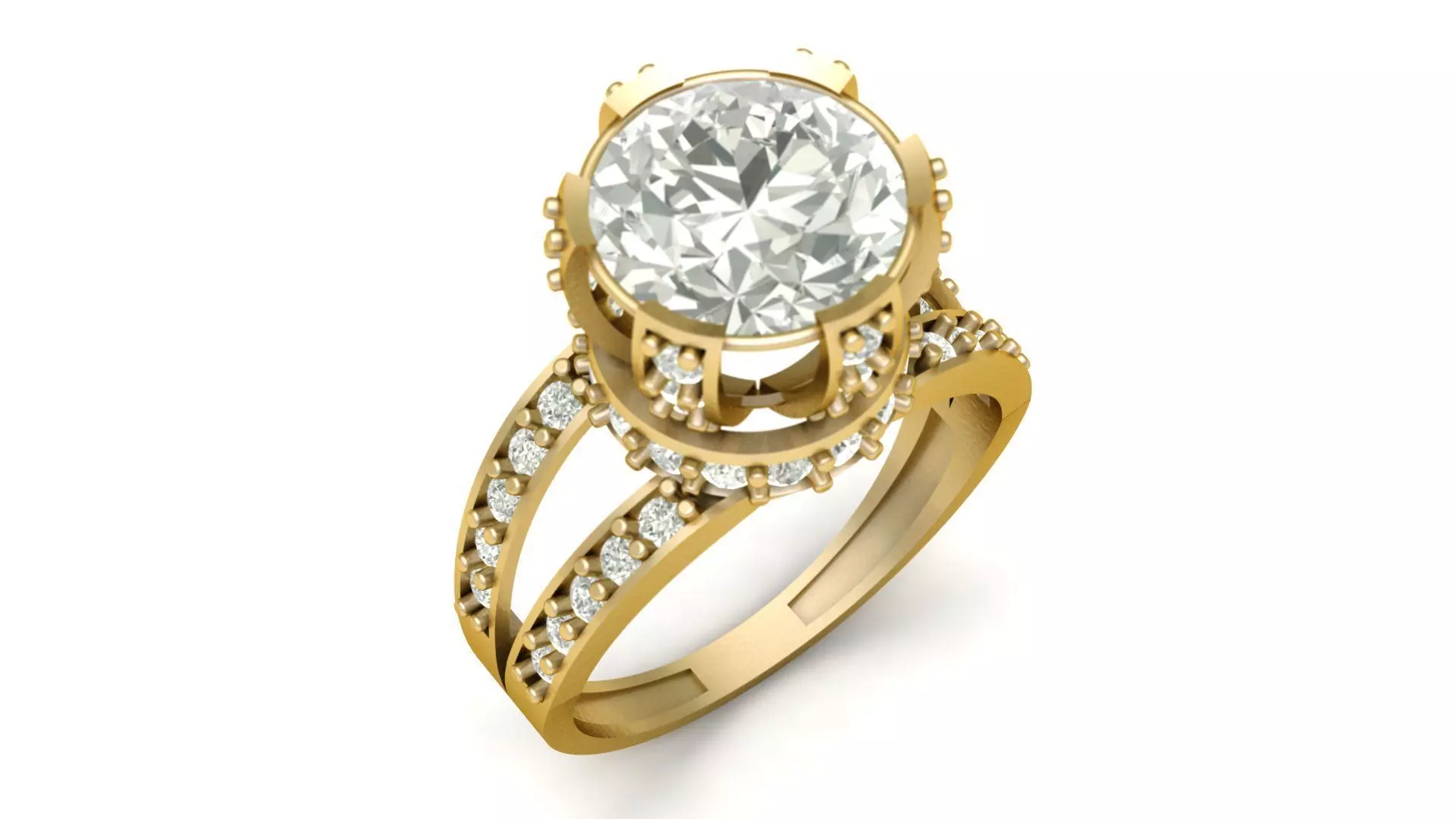 LUXURY SOLITAIRE ENGAGEMENT RING 3D PRINTABLE MODEL 3D print model