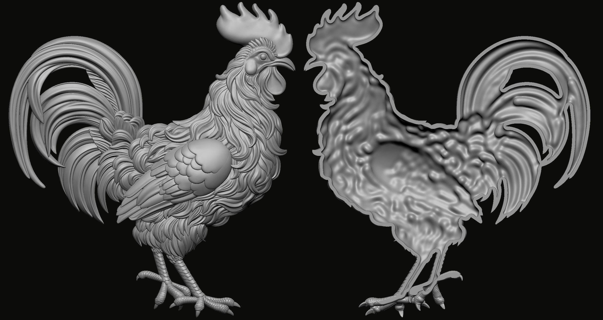 Rooster reliefs 2 3D print model_2