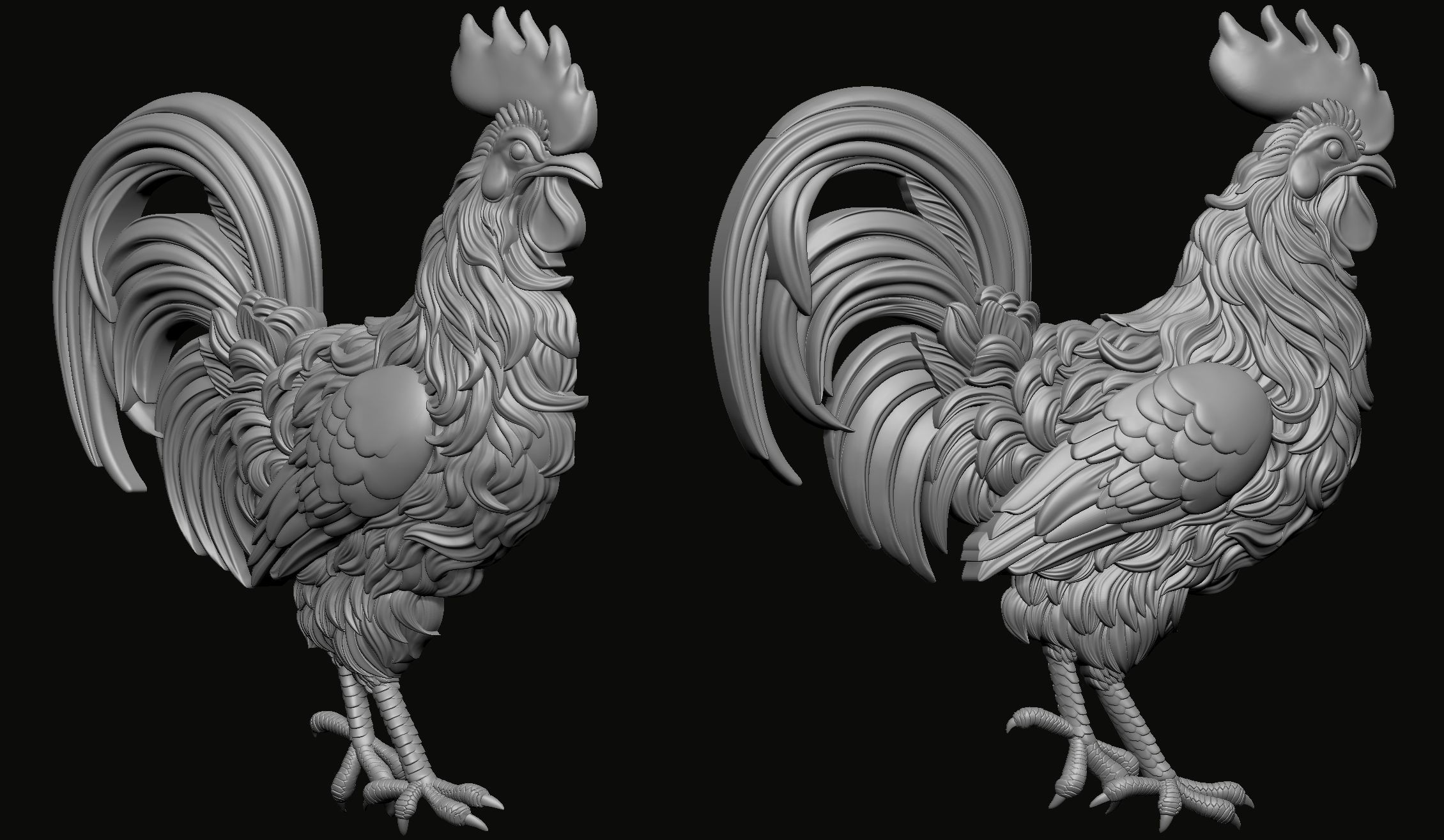 Rooster reliefs 2 3D print model_4