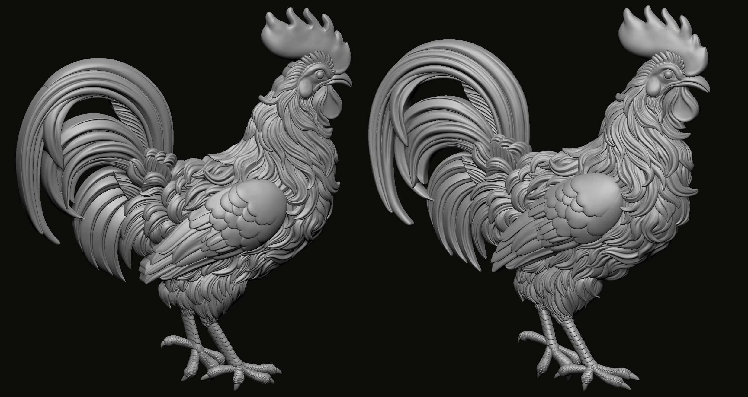 Rooster reliefs 2 3D print model_7