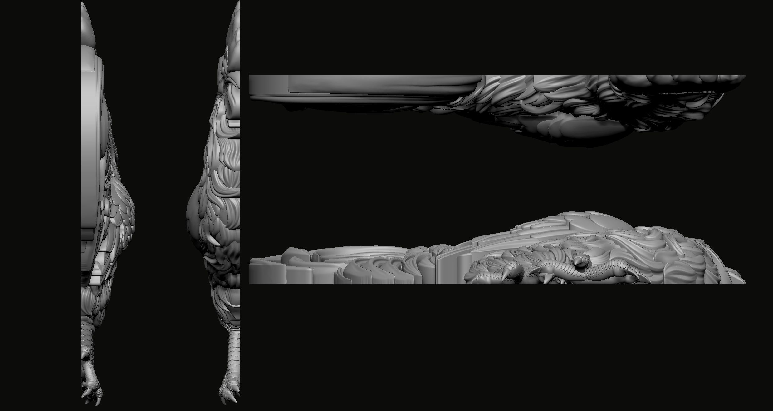 Rooster reliefs 2 3D print model_3