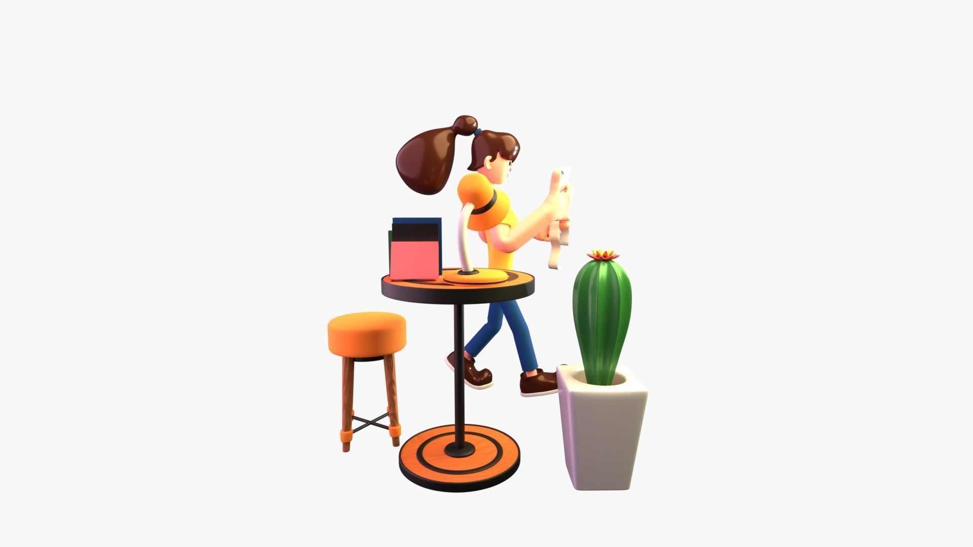 Woman doing online bill payment 3D model_14