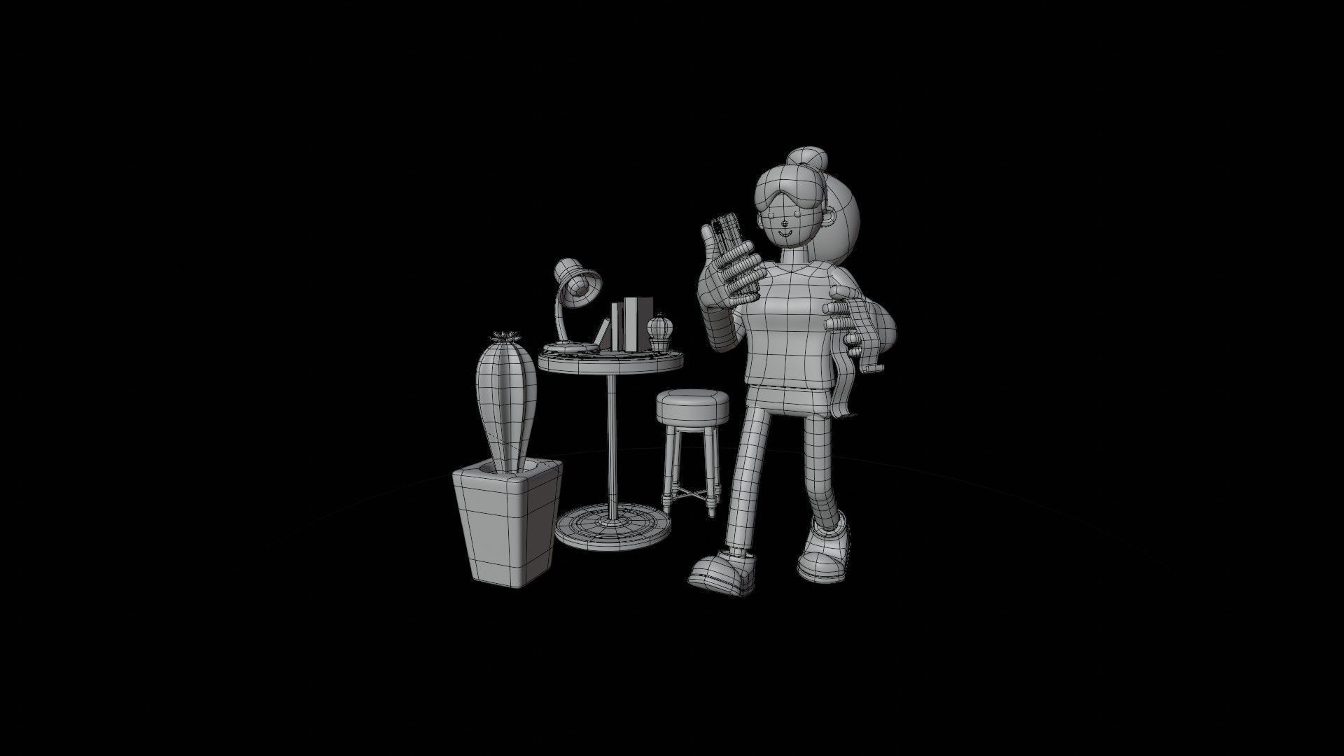 Woman doing online bill payment 3D model_1