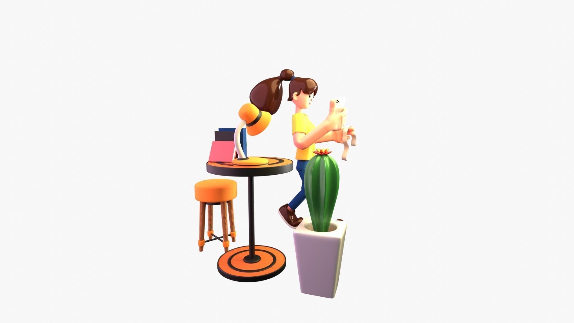 Woman doing online bill payment 3D model_15