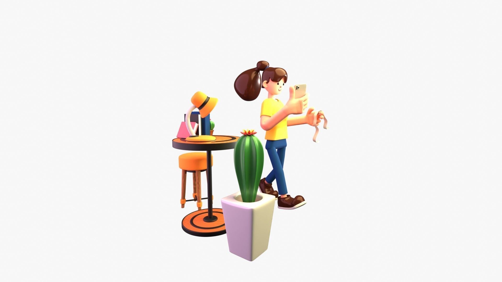 Woman doing online bill payment 3D model_16