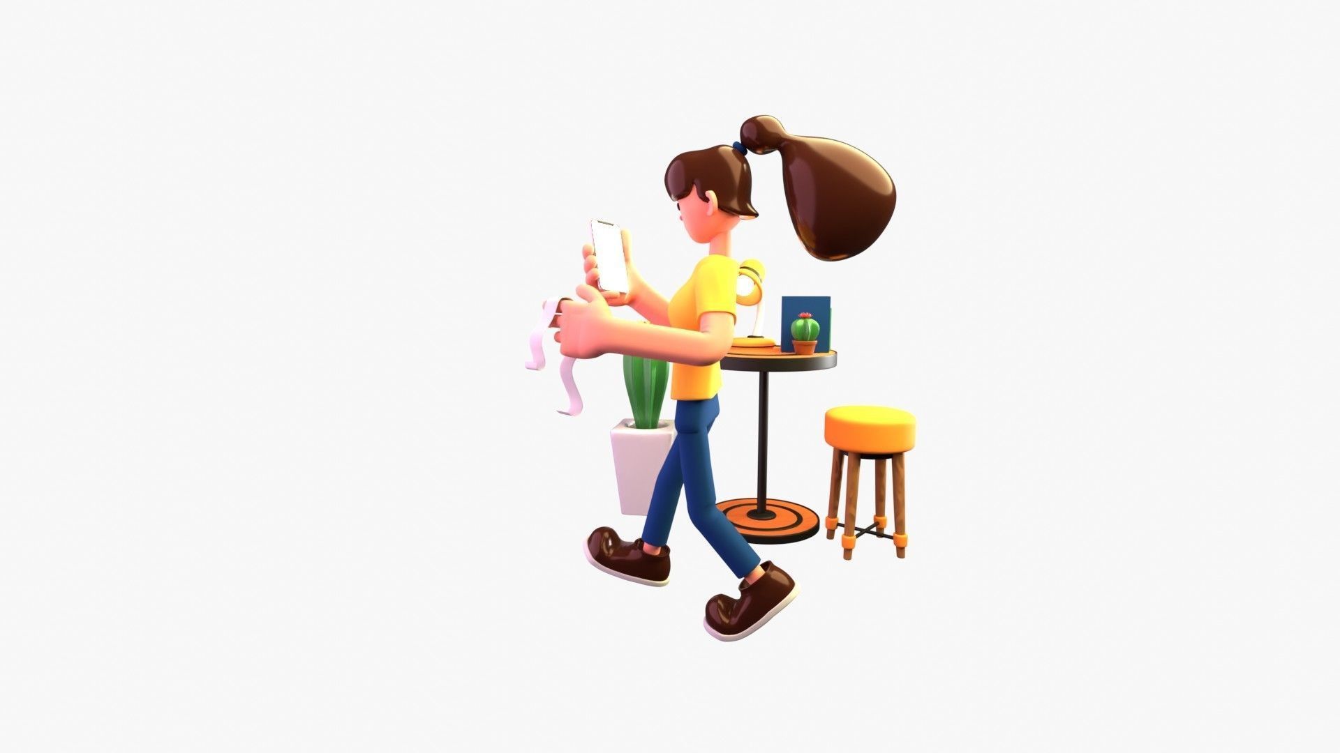 Woman doing online bill payment 3D model_5