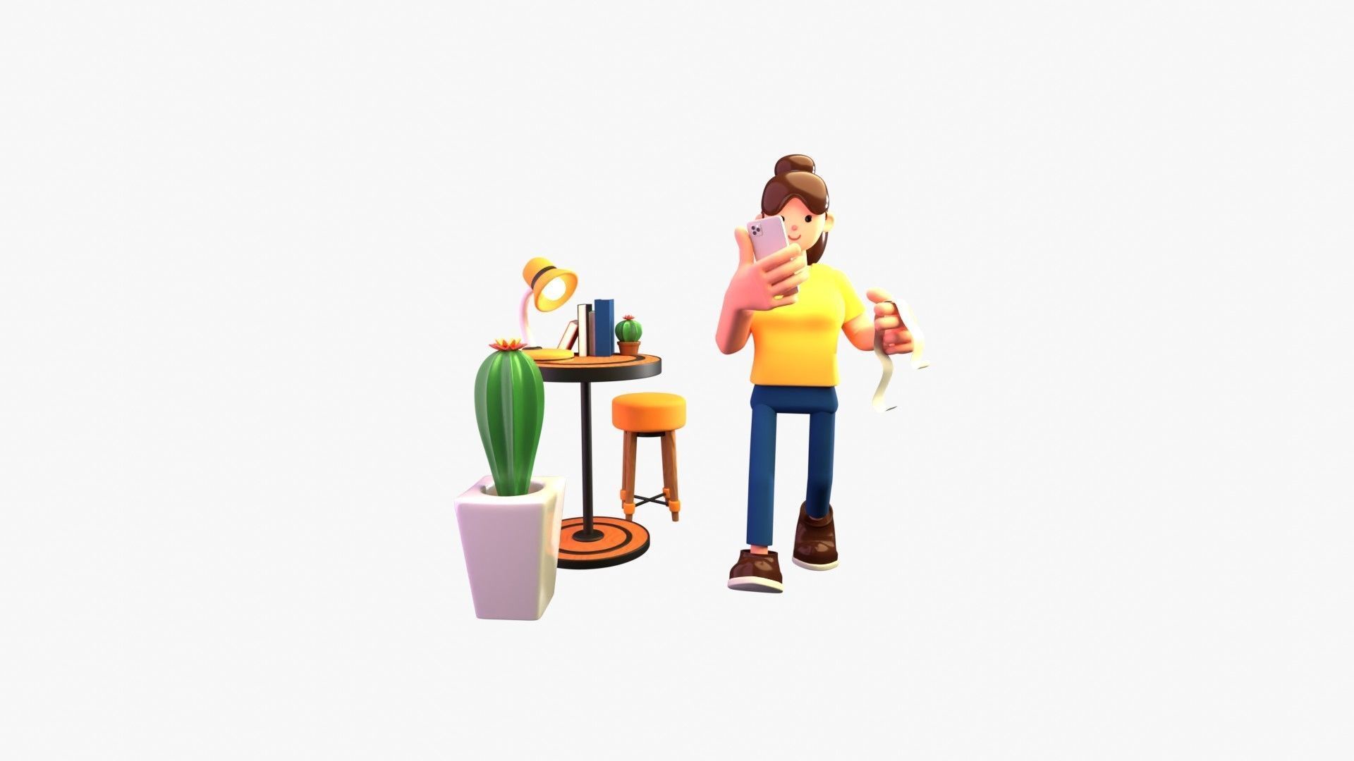 Woman doing online bill payment 3D model_19