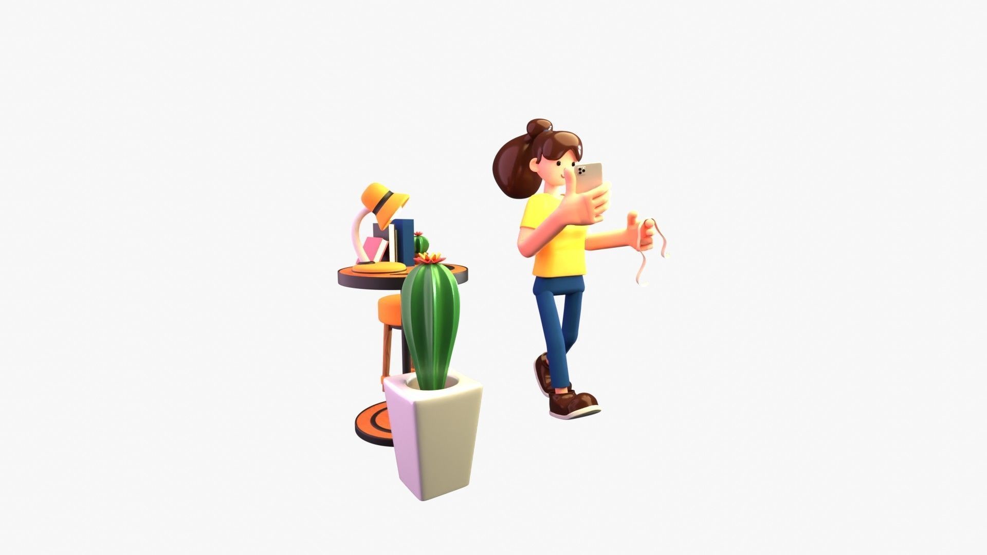 Woman doing online bill payment 3D model_17