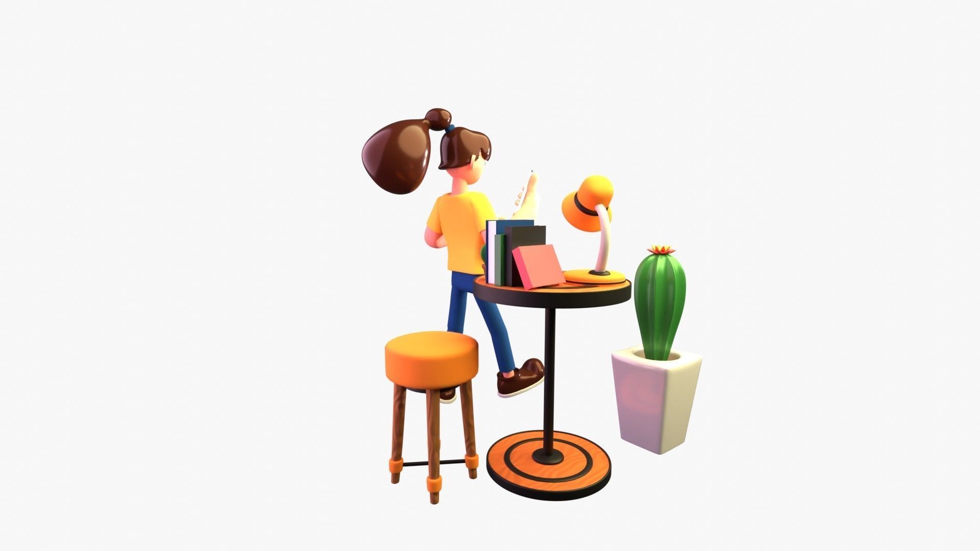 Woman doing online bill payment 3D model_12