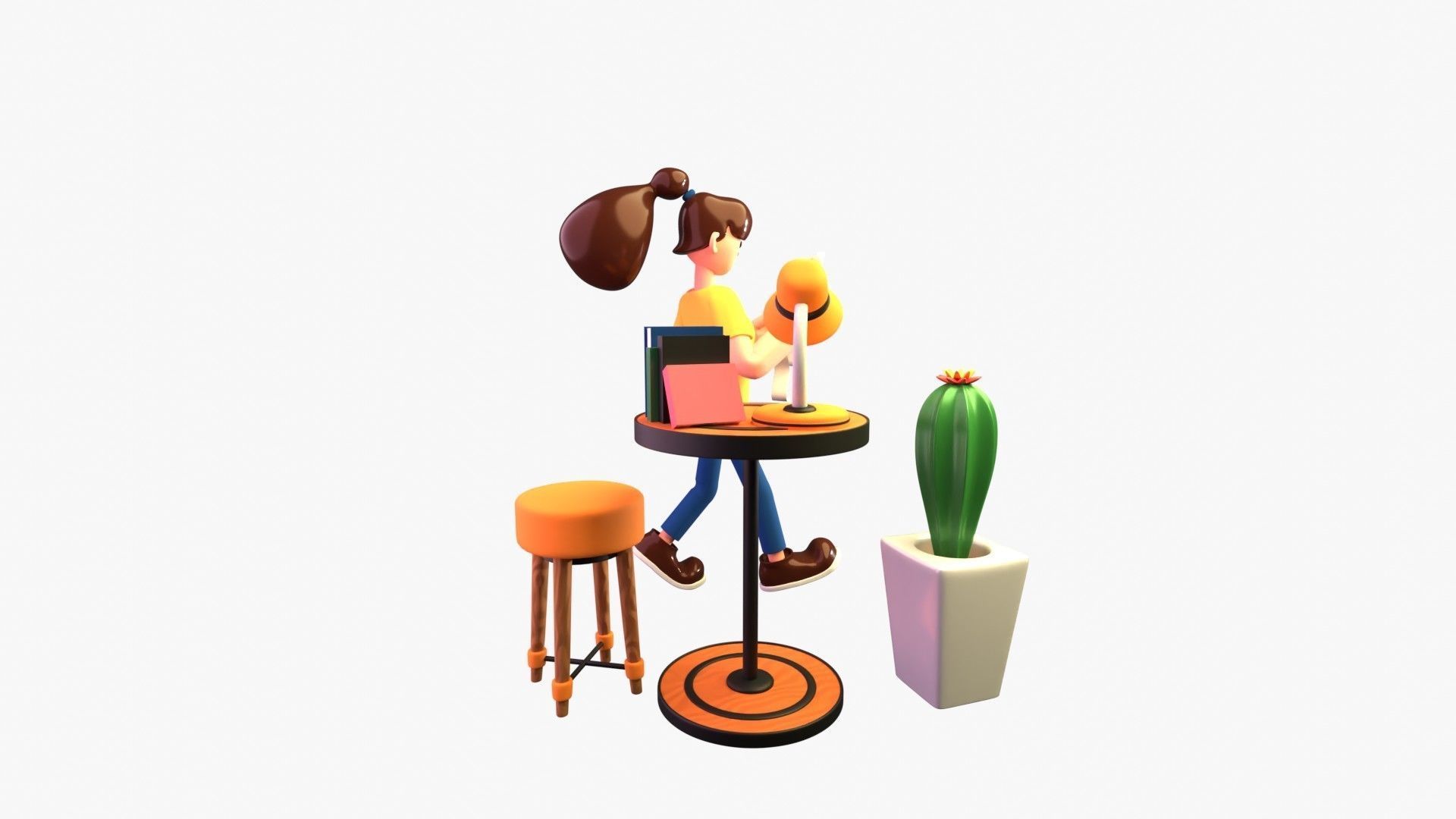 Woman doing online bill payment 3D model_13