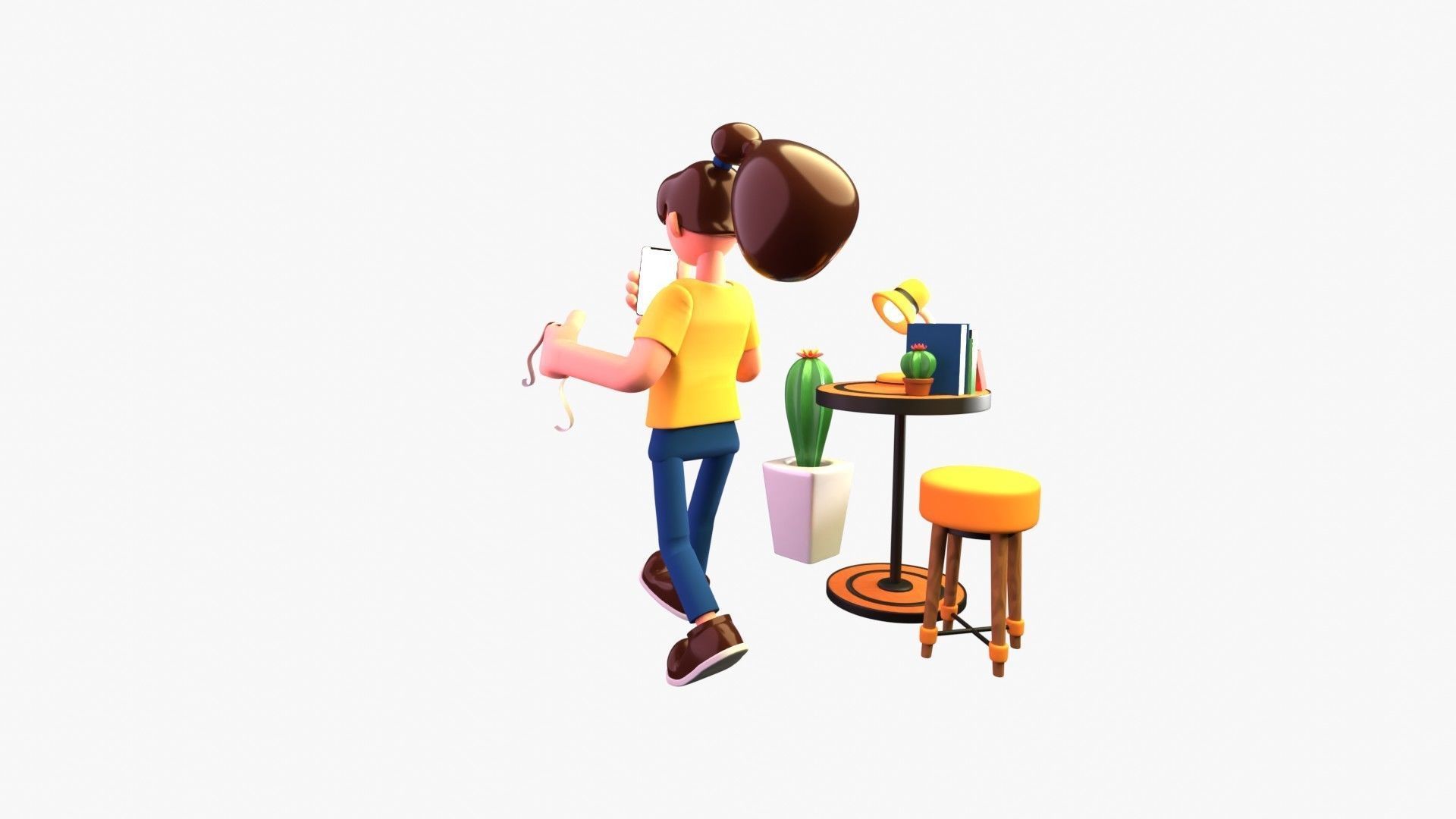 Woman doing online bill payment 3D model_7