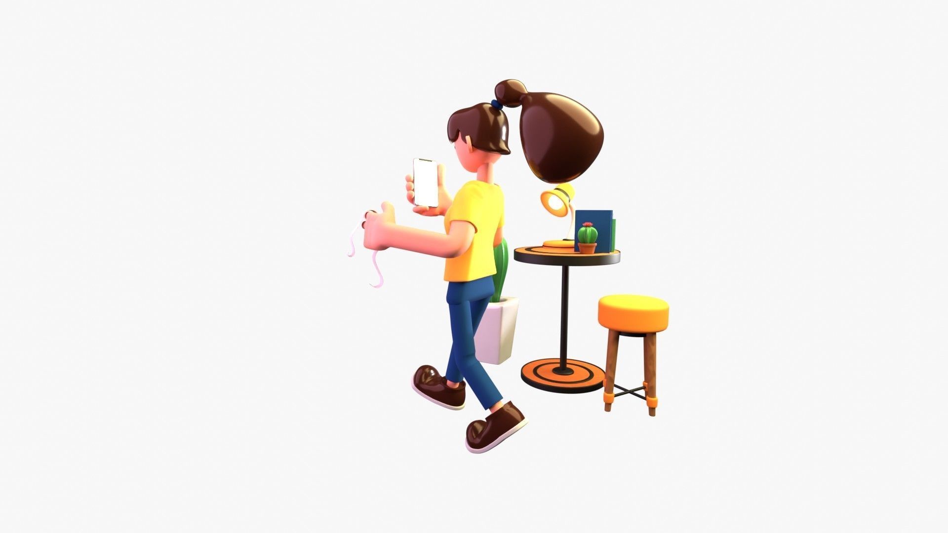 Woman doing online bill payment 3D model_6