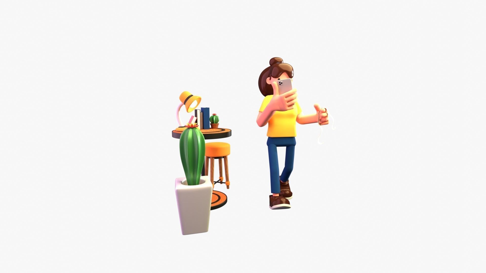 Woman doing online bill payment 3D model_18