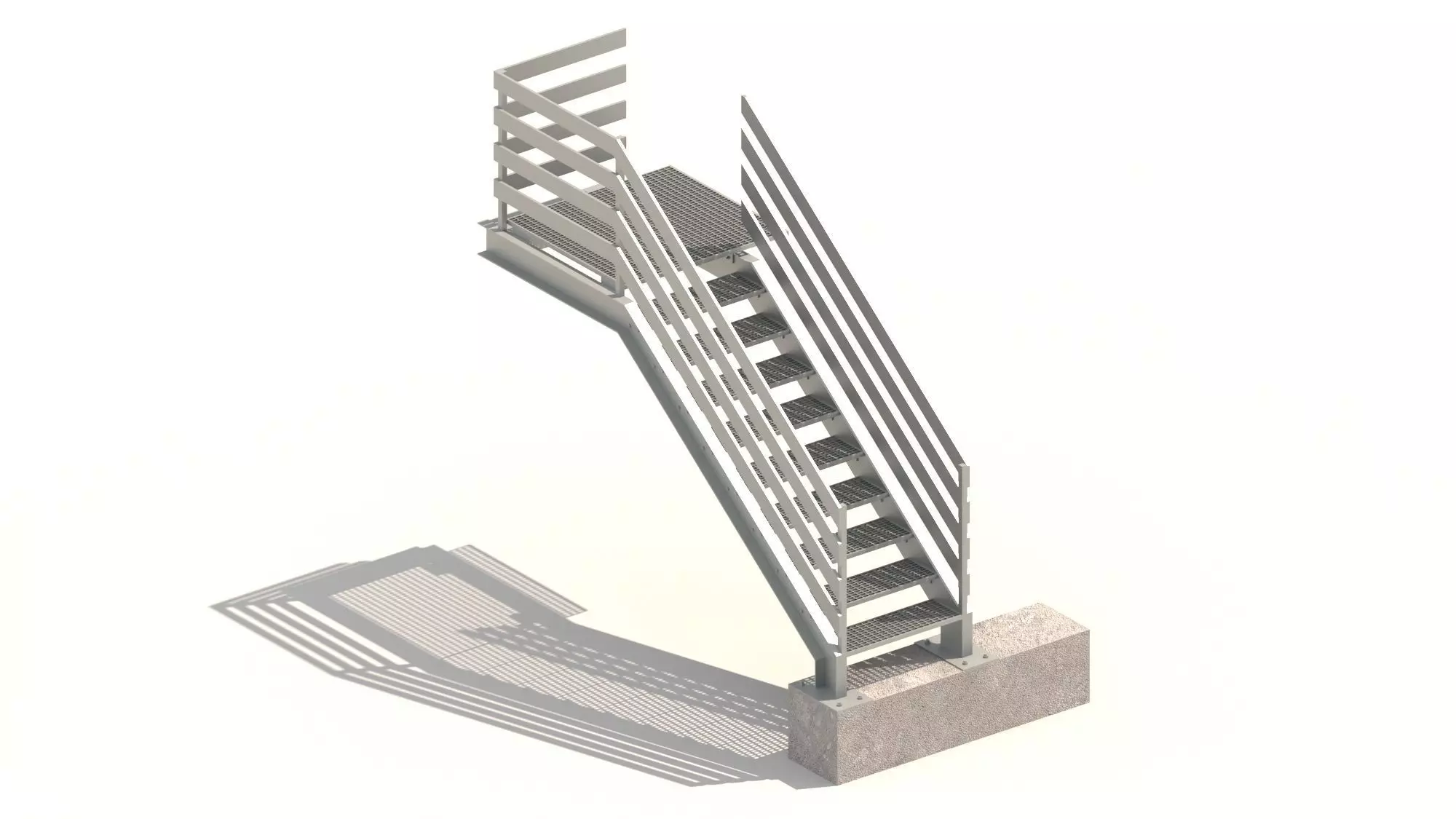 Steel Grating Stairs 3D model_0