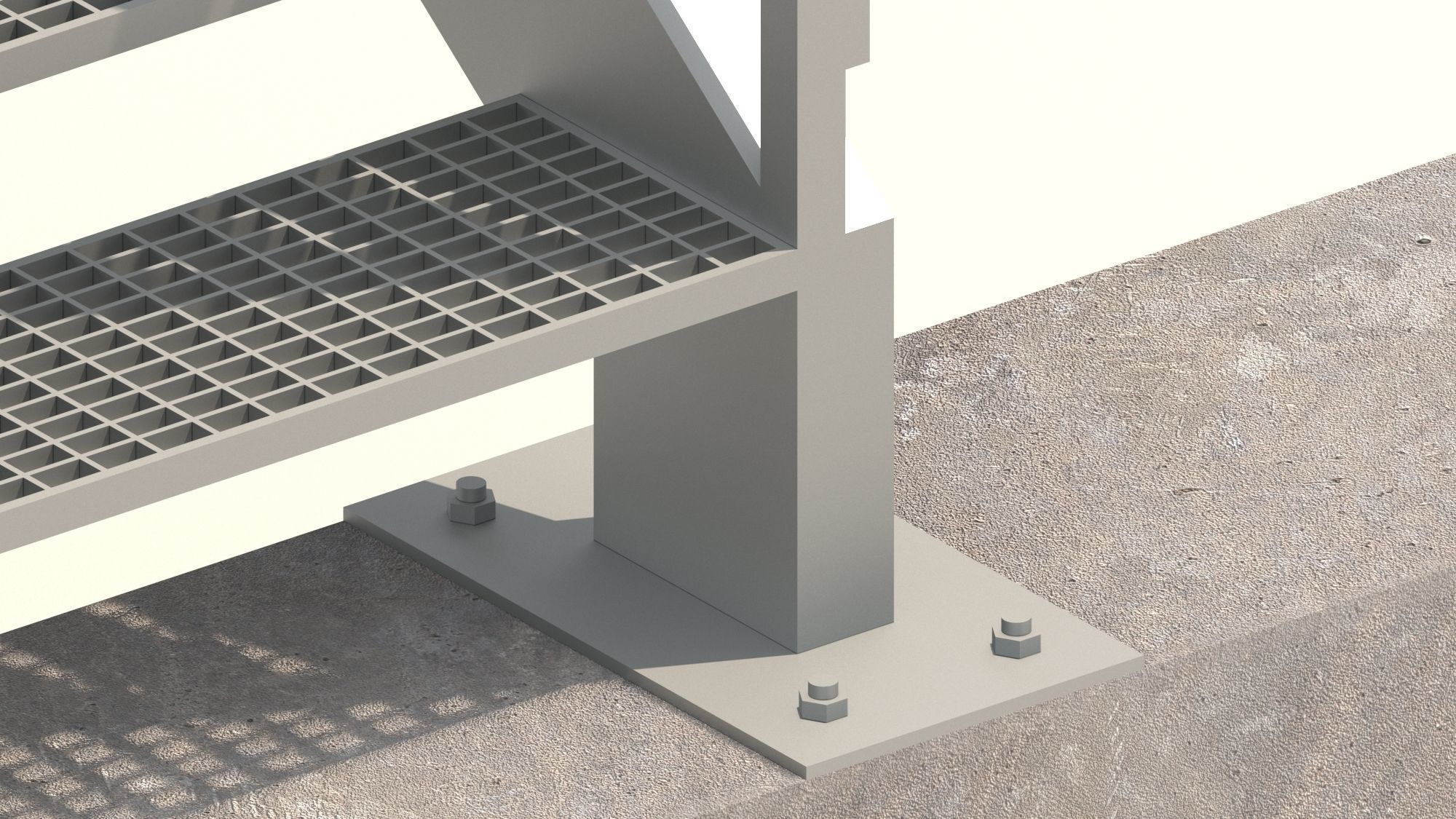 Steel Grating Stairs 3D model_2
