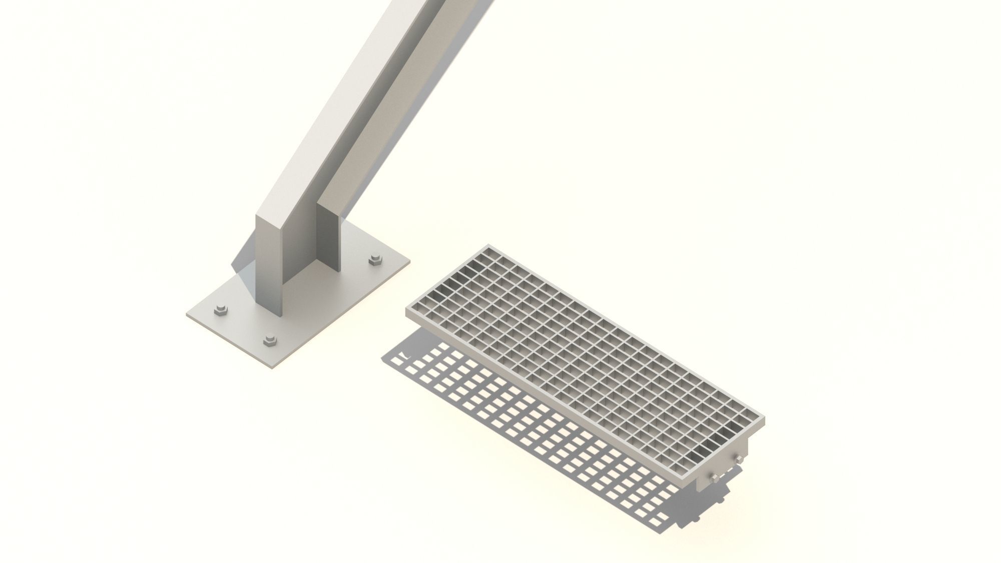 Steel Grating Stairs 3D model_4