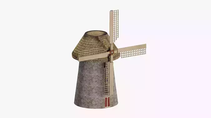Water Pumping Windmill Animated 3D Model Low-poly 3D model