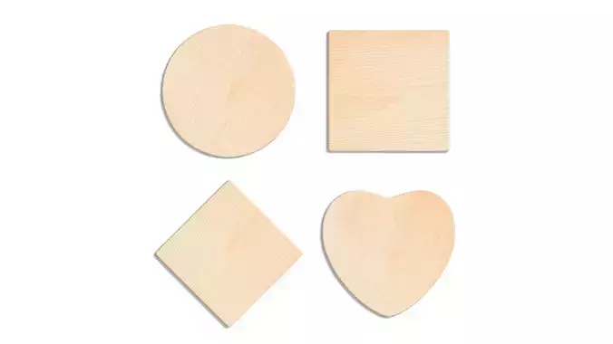 Wood Plate 4 Types - round square rhombus heart wooden board