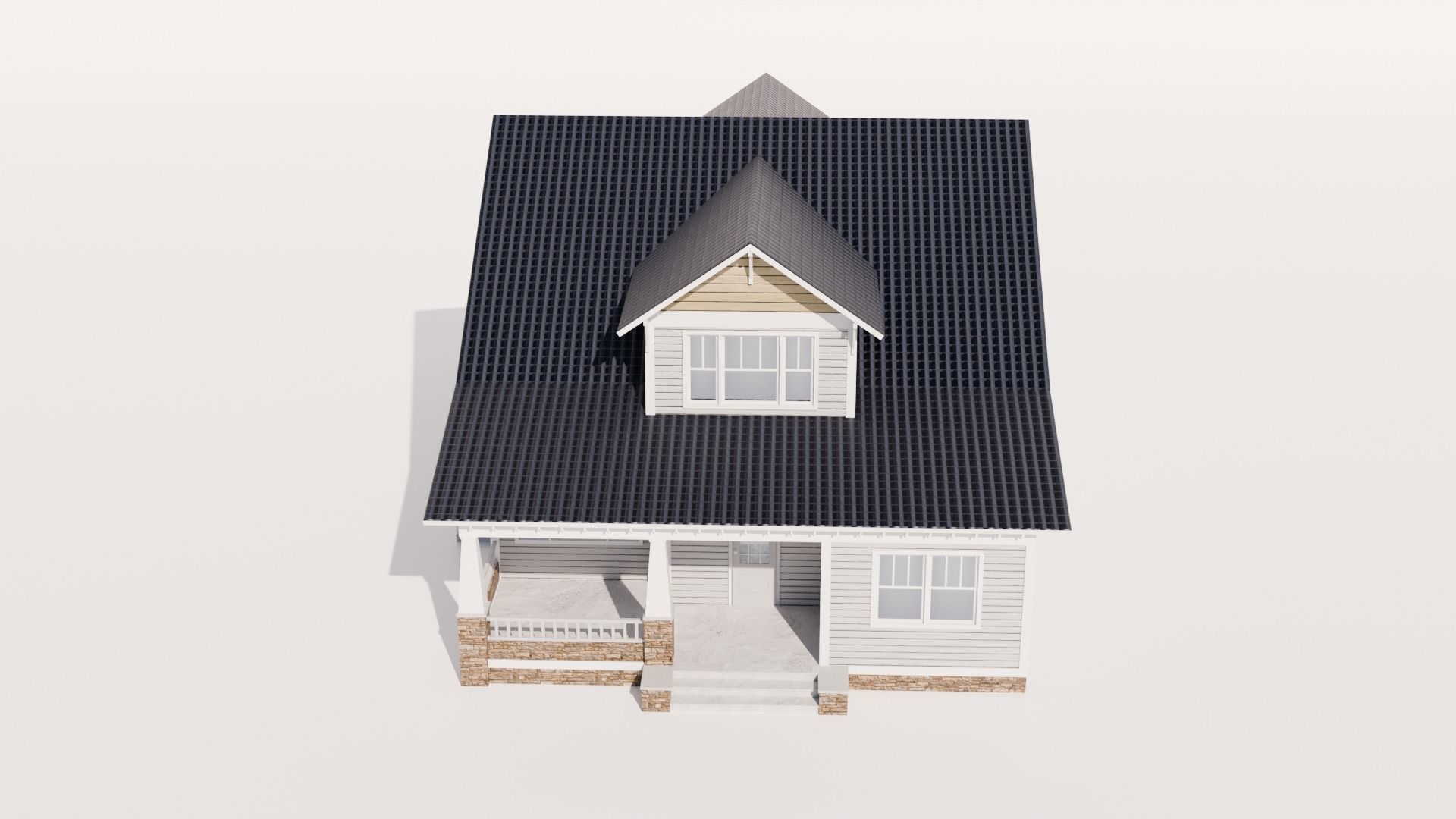 Craftsman Style House Low-poly 3D model_1