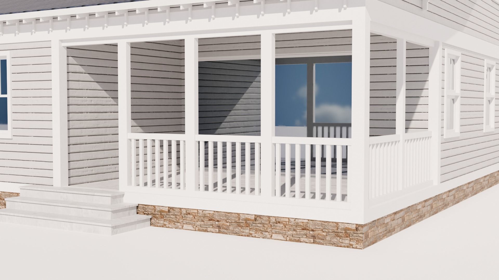 Craftsman Style House Low-poly 3D model_9