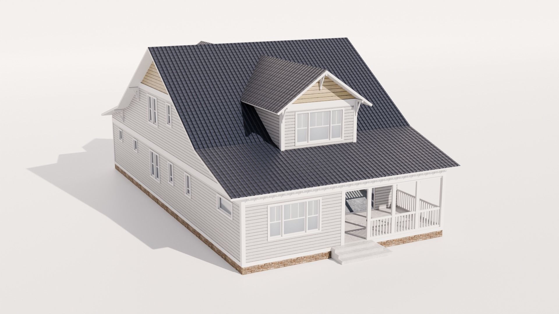 Craftsman Style House Low-poly 3D model_3