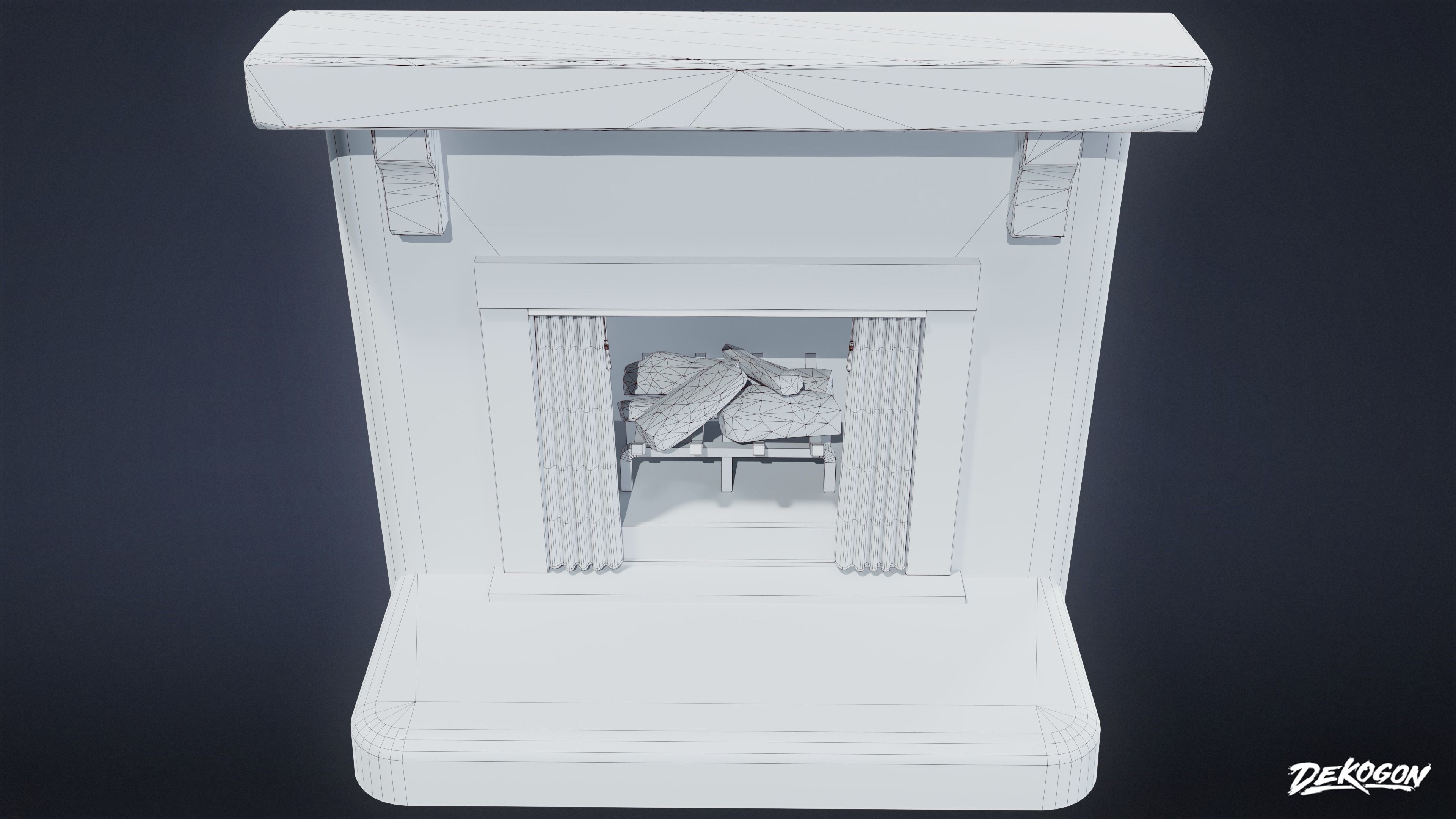 SUBURBS - Fireplace 19 - LOW POLY AND NANITE Low-poly 3D model_9