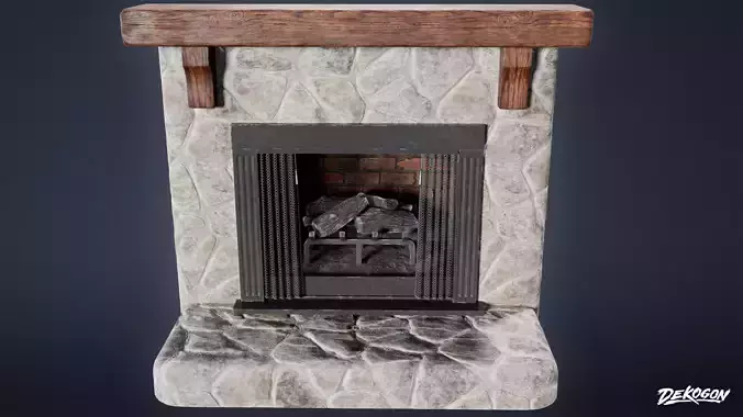 SUBURBS - Fireplace 19 - LOW POLY AND NANITE Low-poly 3D model