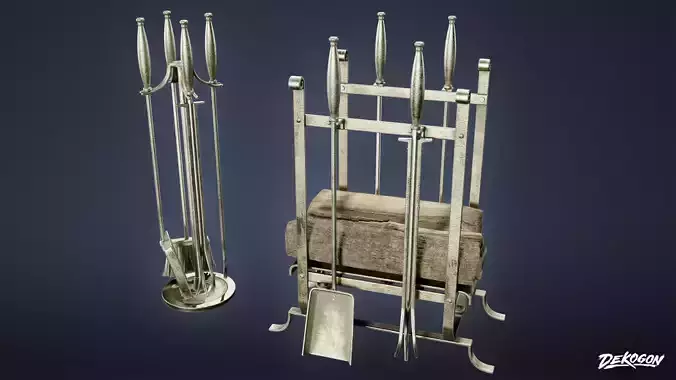 SUBURBS - Fireplace Poker Set 01 - LOW POLY AND NANITE