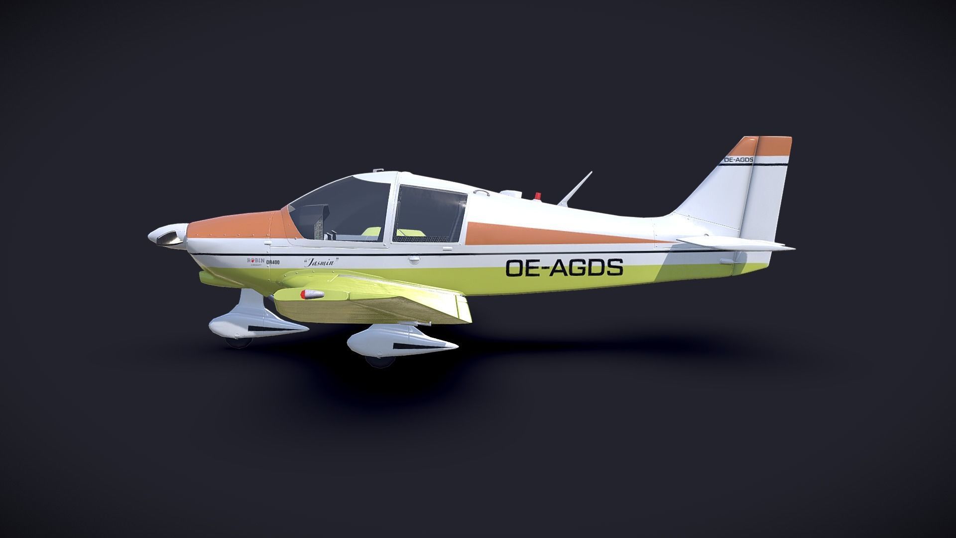 Robin Dr 400 - Civil Aircraft Low-poly 3D model_1