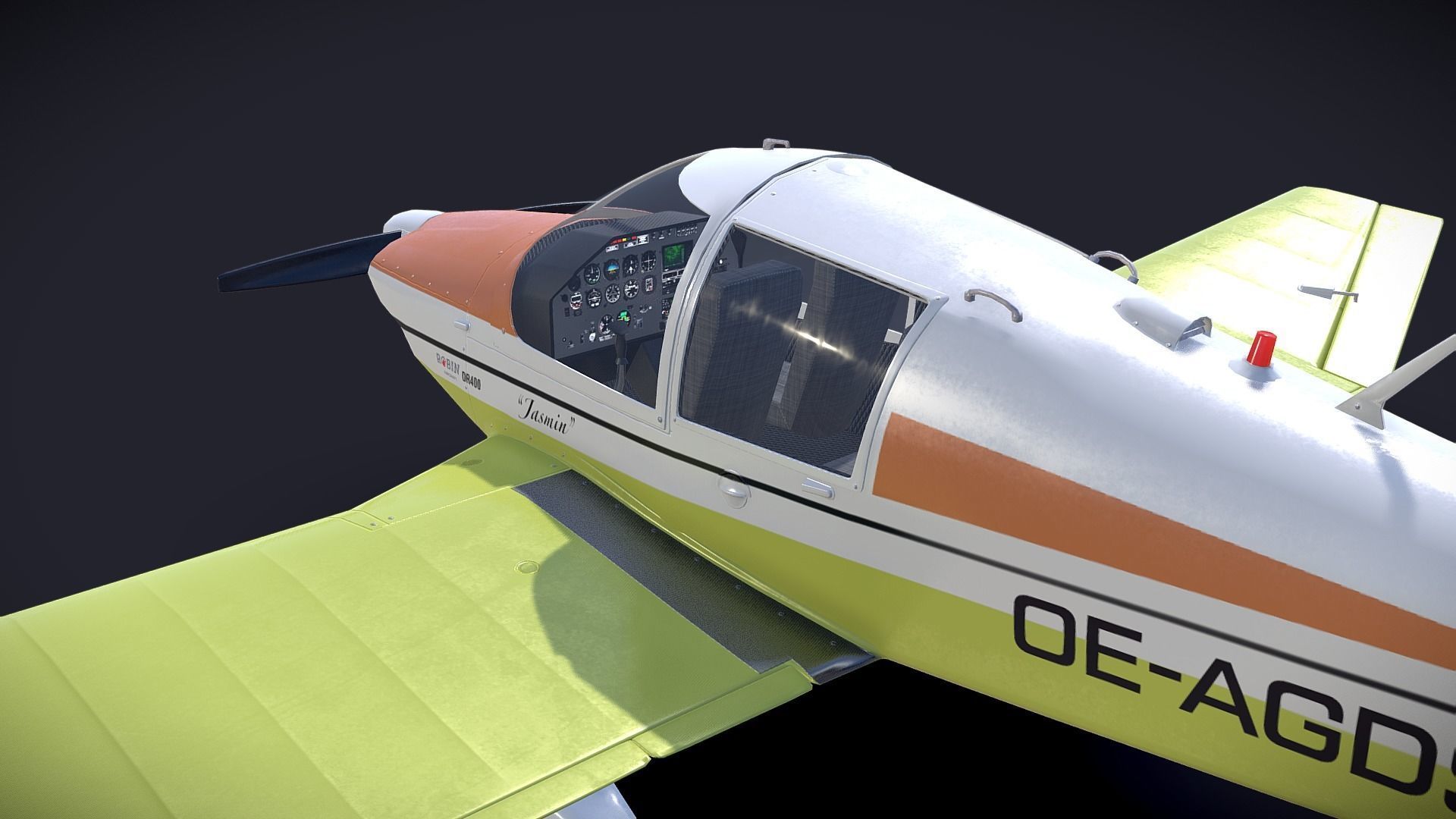 Robin Dr 400 - Civil Aircraft Low-poly 3D model_4