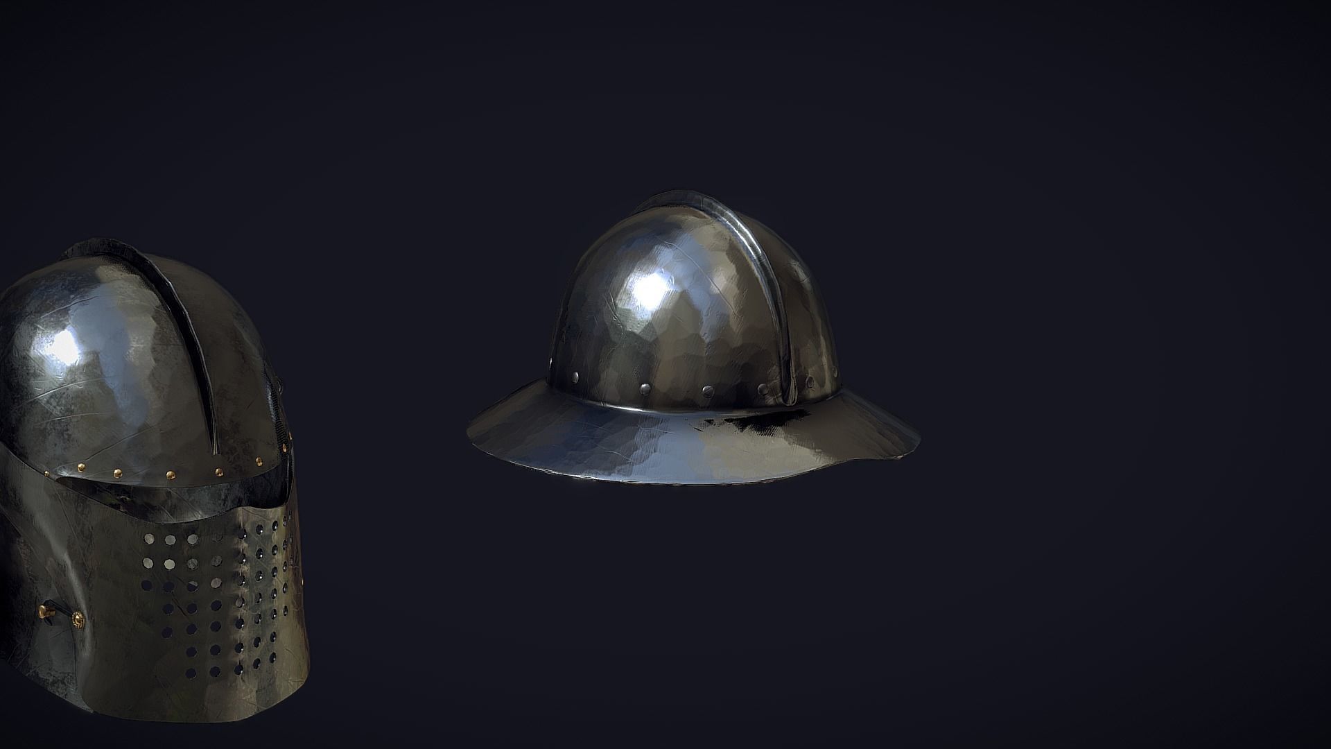 Medieval Helmets - Authentic Collection Low-poly 3D model_5