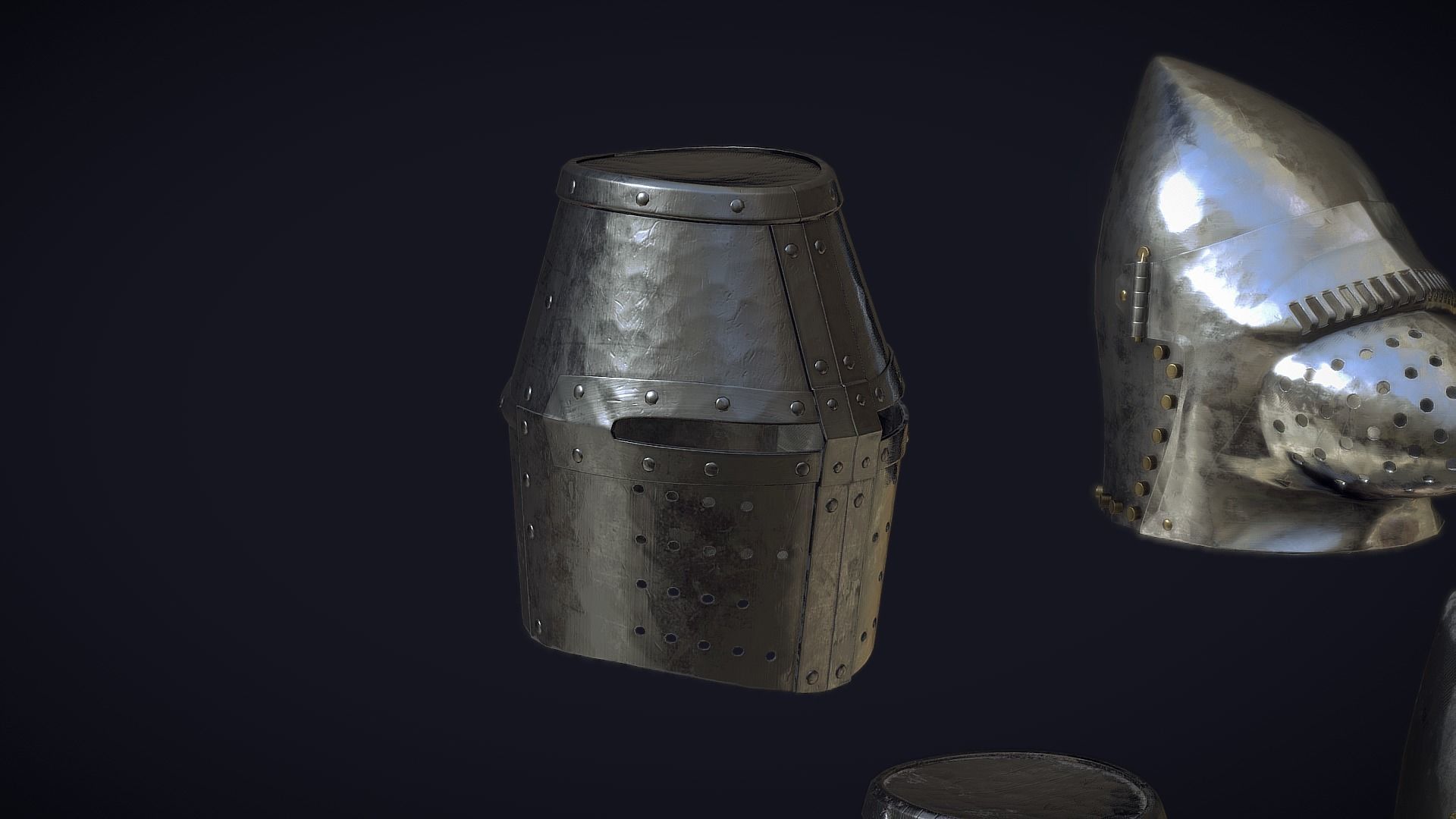 Medieval Helmets - Authentic Collection Low-poly 3D model_1