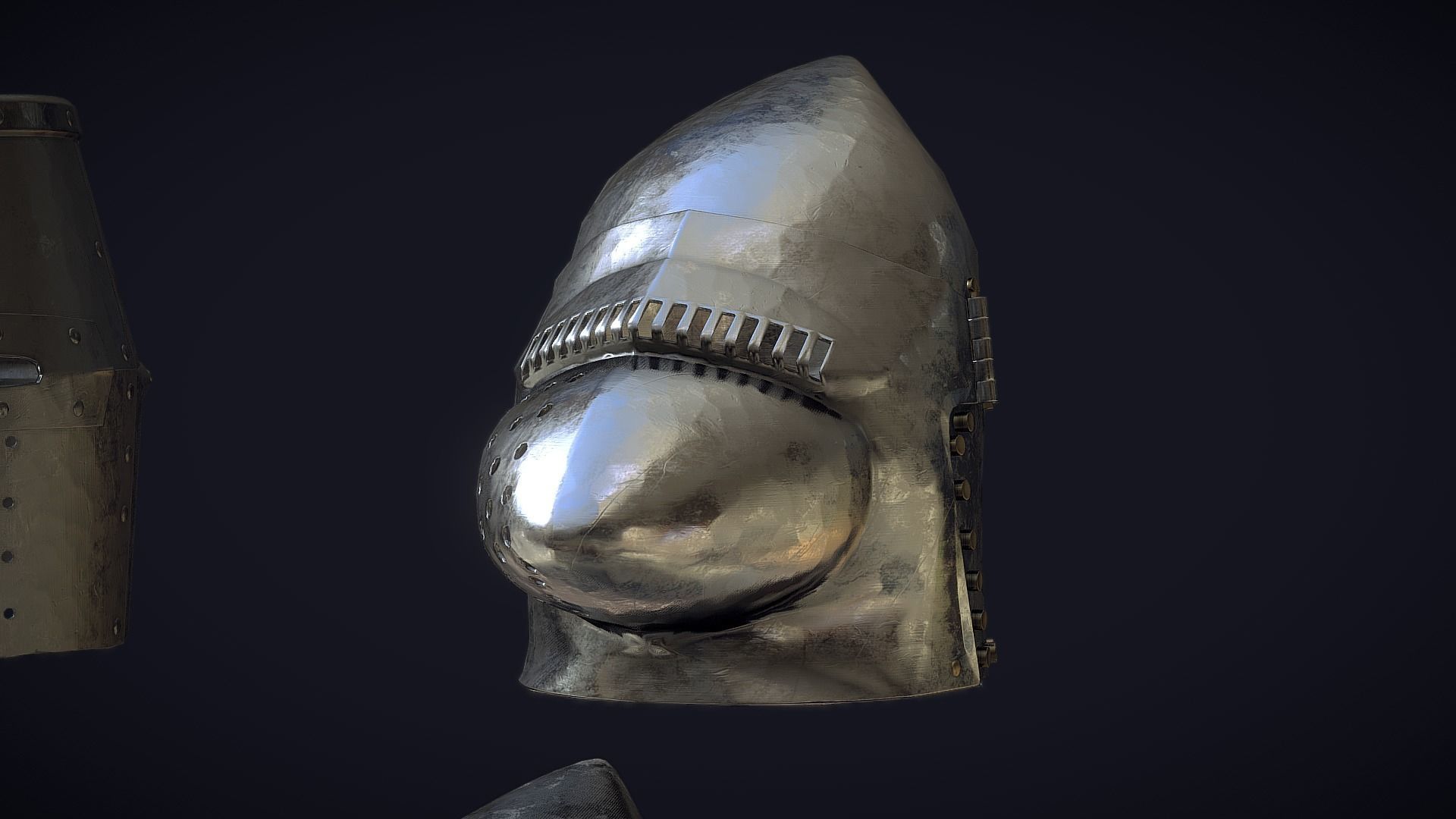 Medieval Helmets - Authentic Collection Low-poly 3D model_12