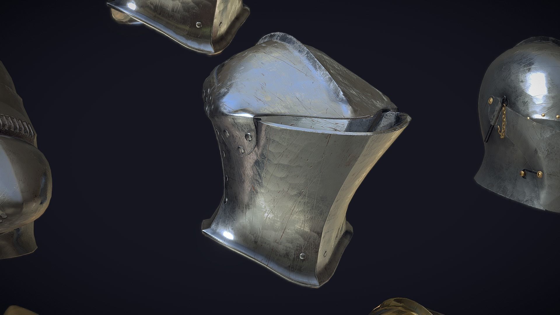 Medieval Helmets - Authentic Collection Low-poly 3D model_10