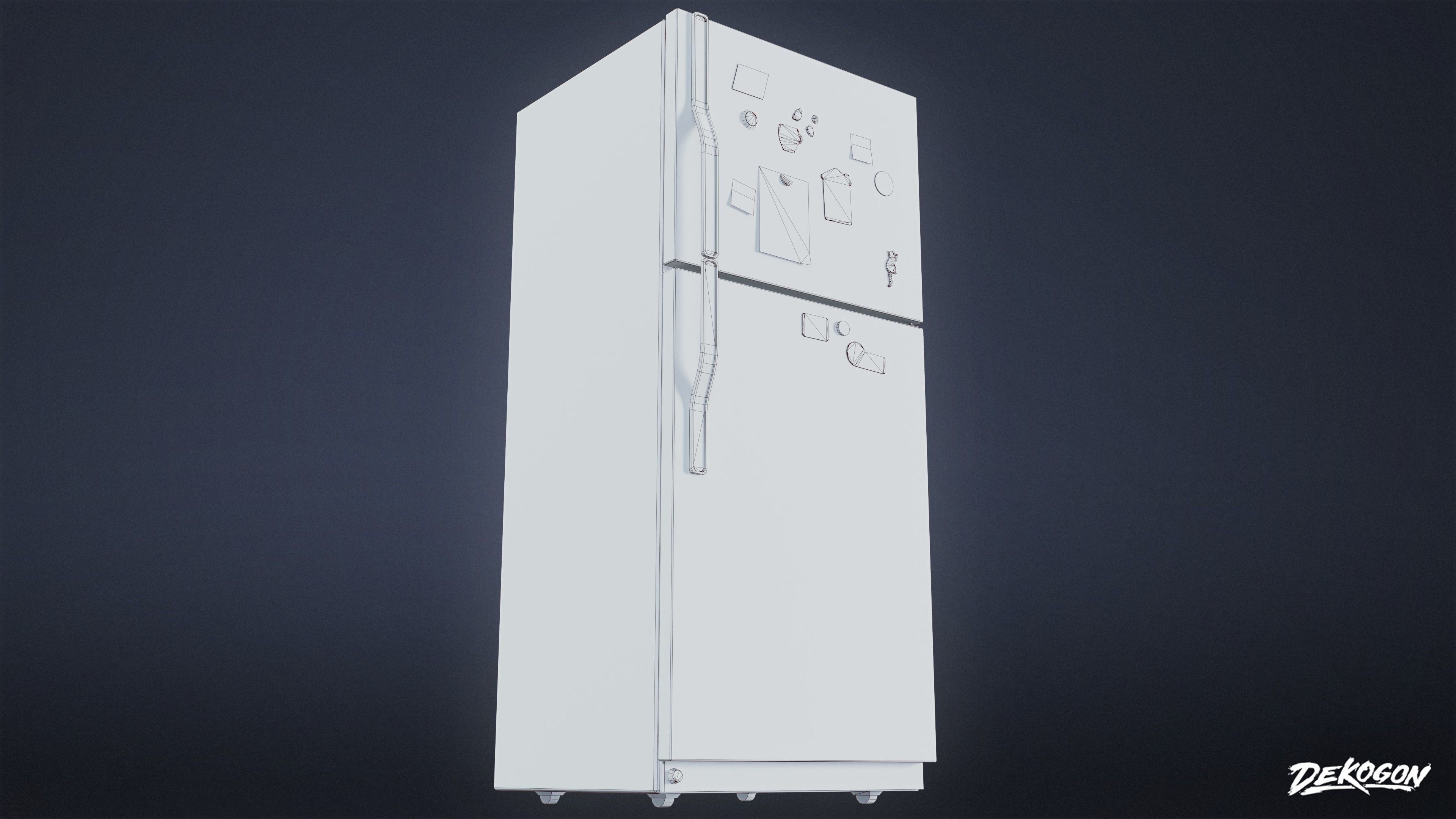 SUBURBS - Fridge 01 - LOW POLY AND NANITE Low-poly 3D model_8