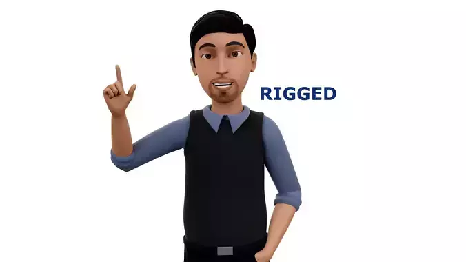 3D Cartoon Character Professor John With Rig Low-poly 3D model