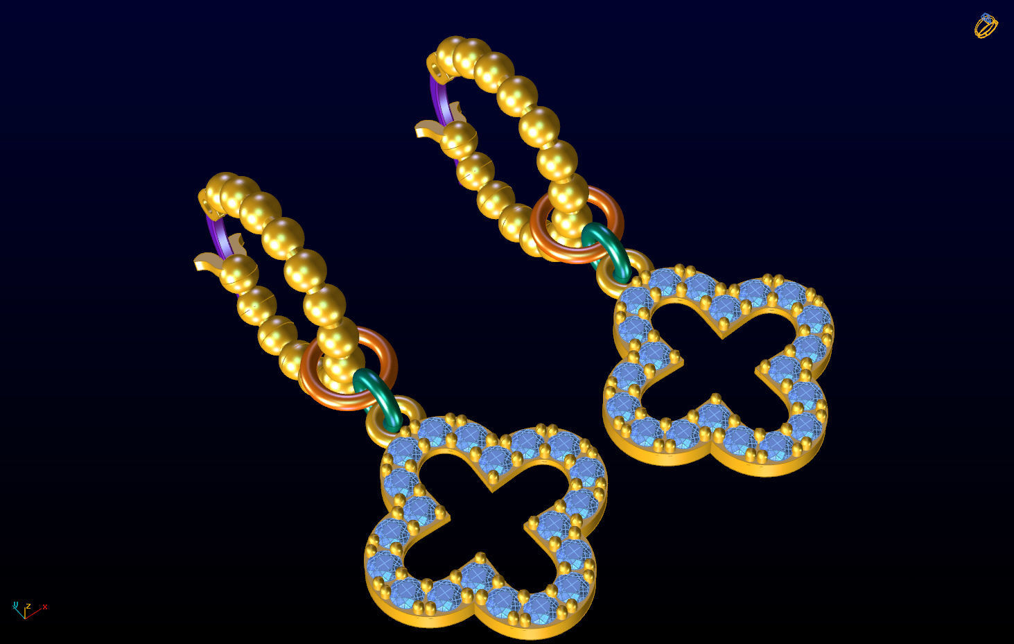 Van Cleef Earring Free 3D print model_3