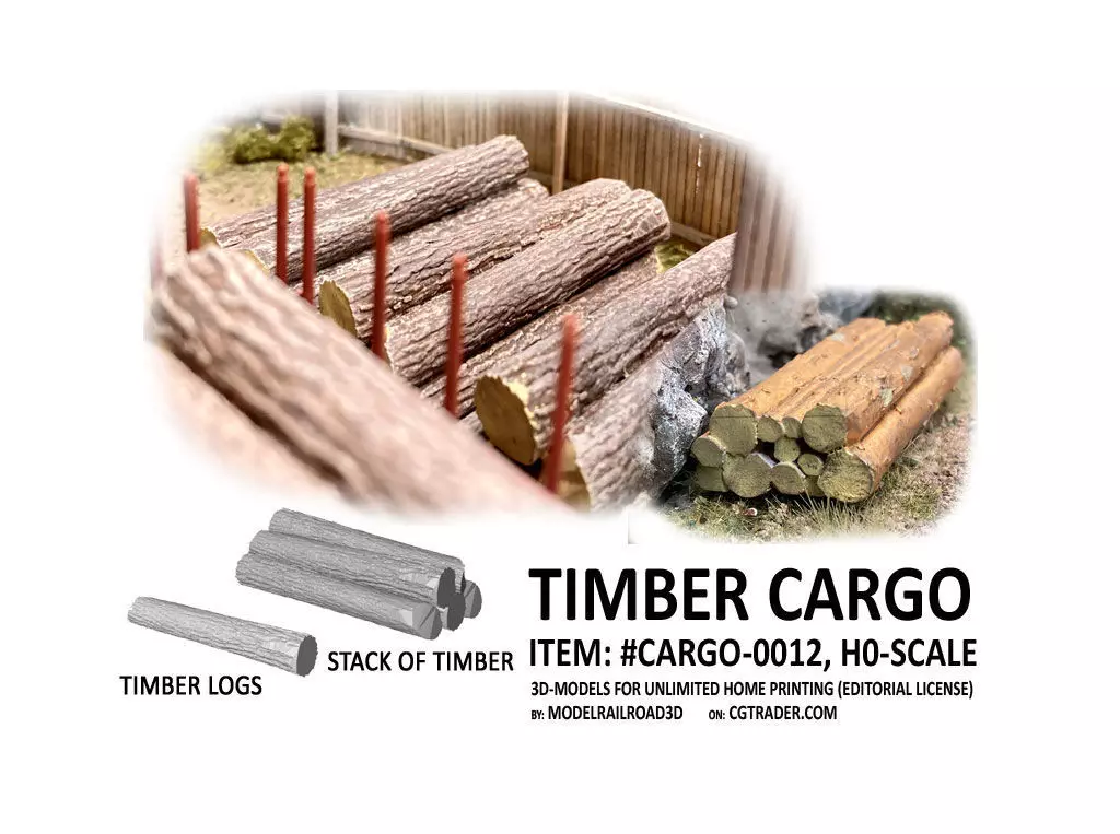 CARGO-0012 Timber cargo set H0-scale 8 items 3D print model_0