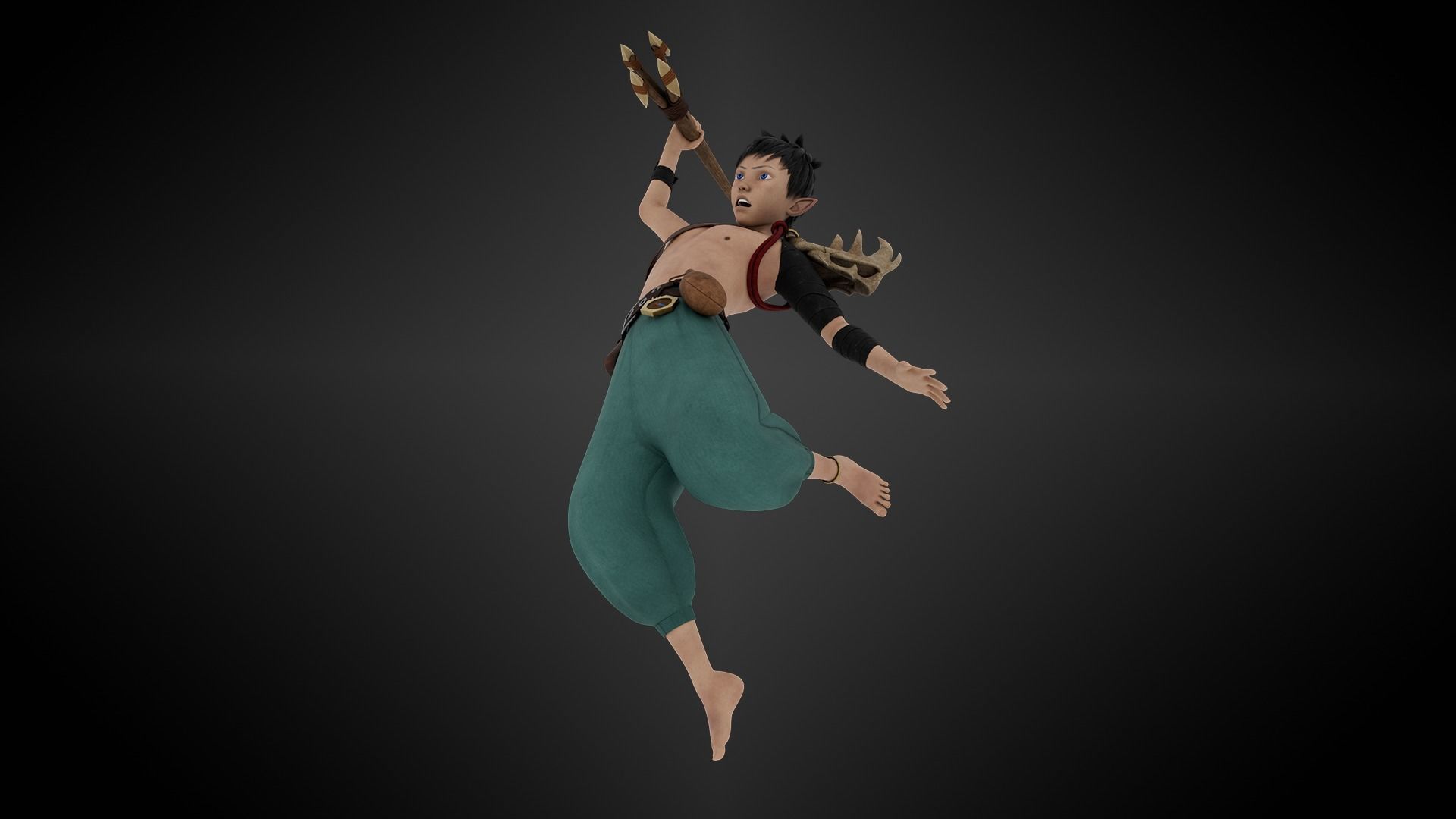 3D Semi-Realistic Ocean Hunter Character With Rig Low-poly 3D model_6