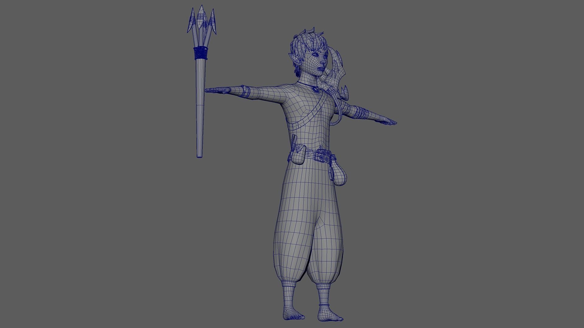 3D Semi-Realistic Ocean Hunter Character With Rig Low-poly 3D model_13