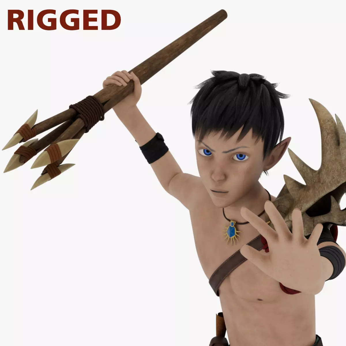 3D Semi-Realistic Ocean Hunter Character With Rig Low-poly 3D model_0