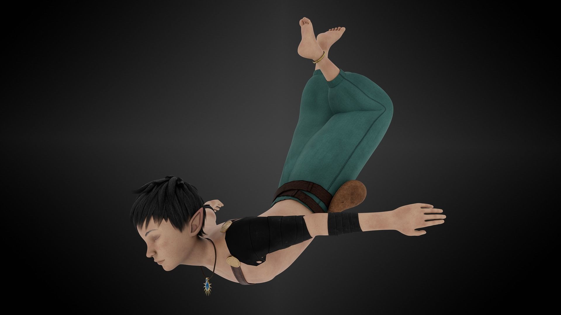 3D Semi-Realistic Ocean Hunter Character With Rig Low-poly 3D model_3