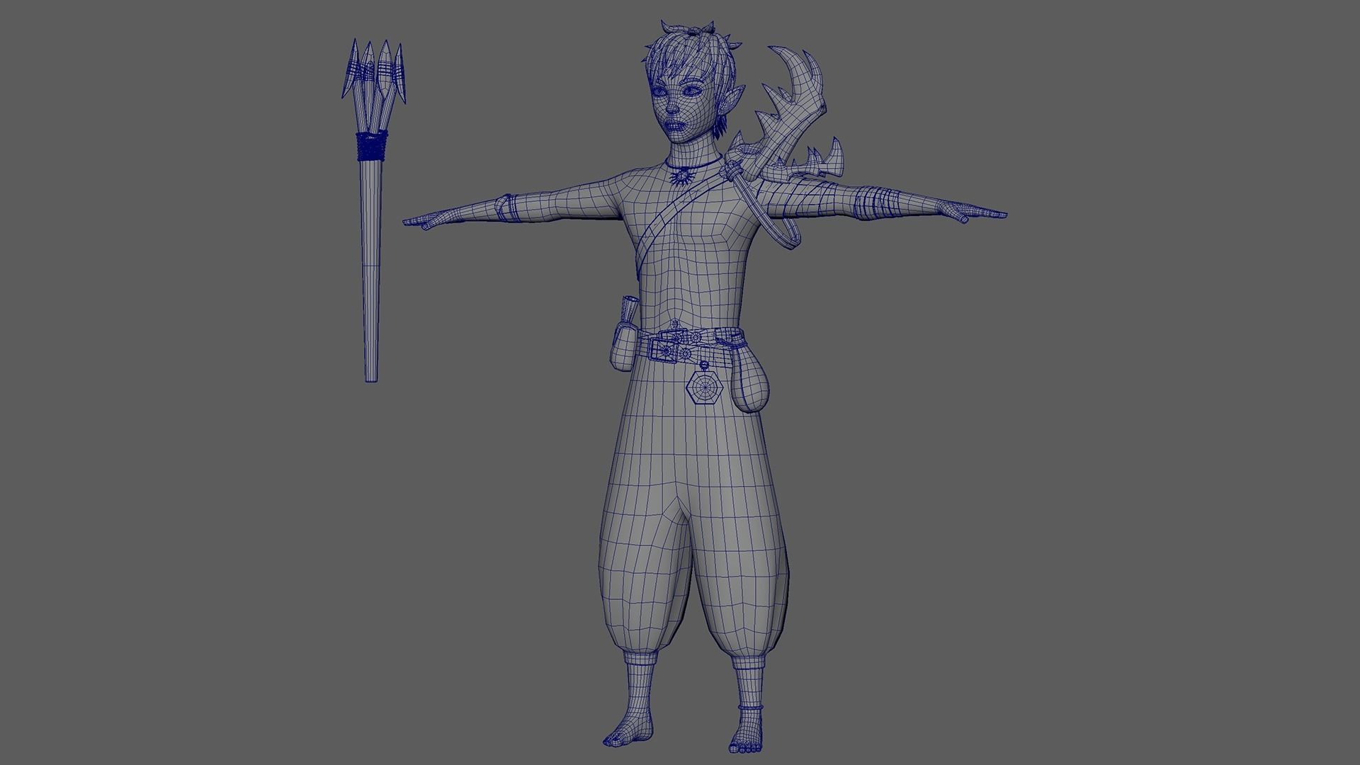 3D Semi-Realistic Ocean Hunter Character With Rig Low-poly 3D model_9