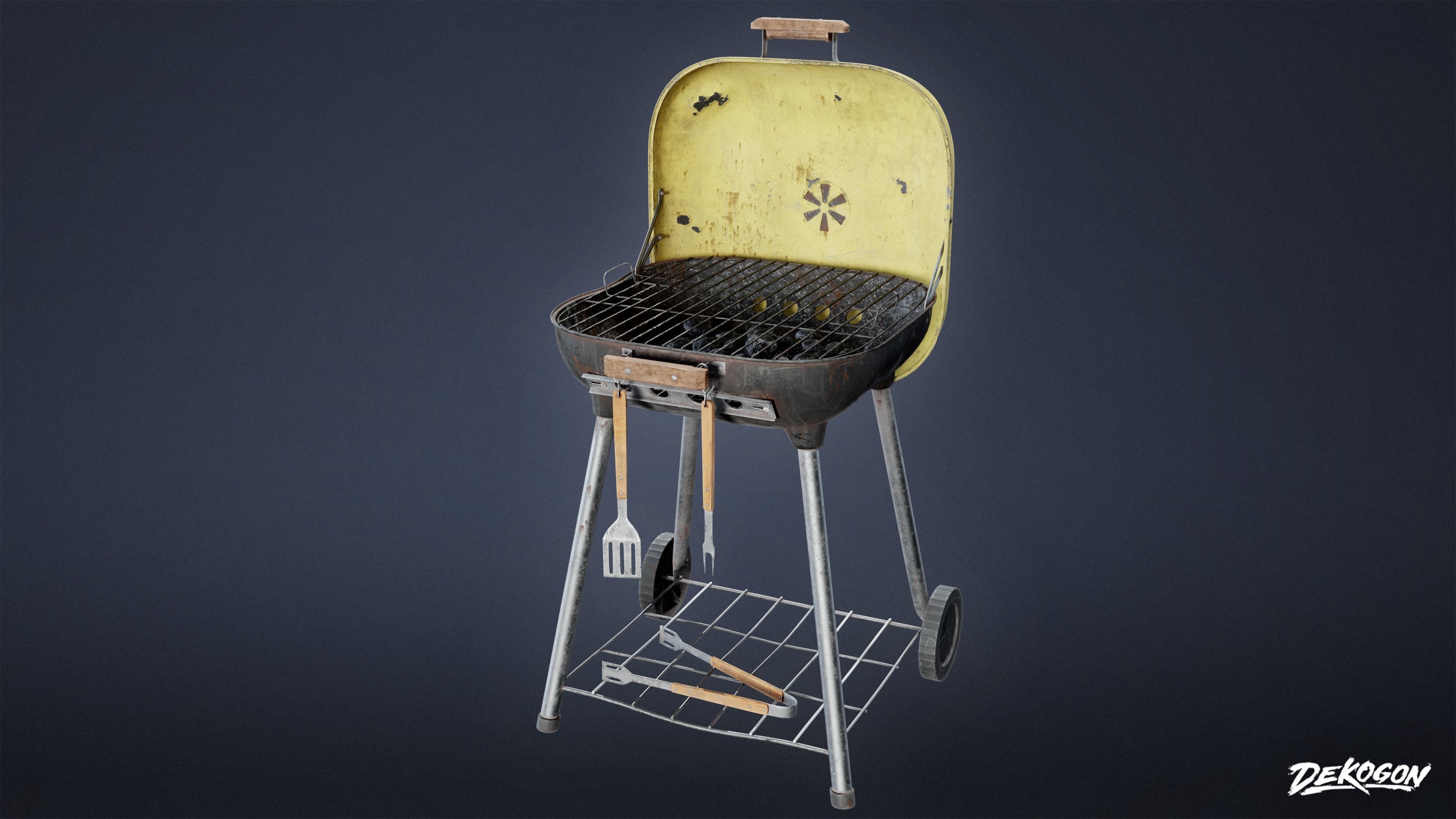 SUBURBS - Grill 01 - LOW POLY AND NANITE Low-poly 3D model_1