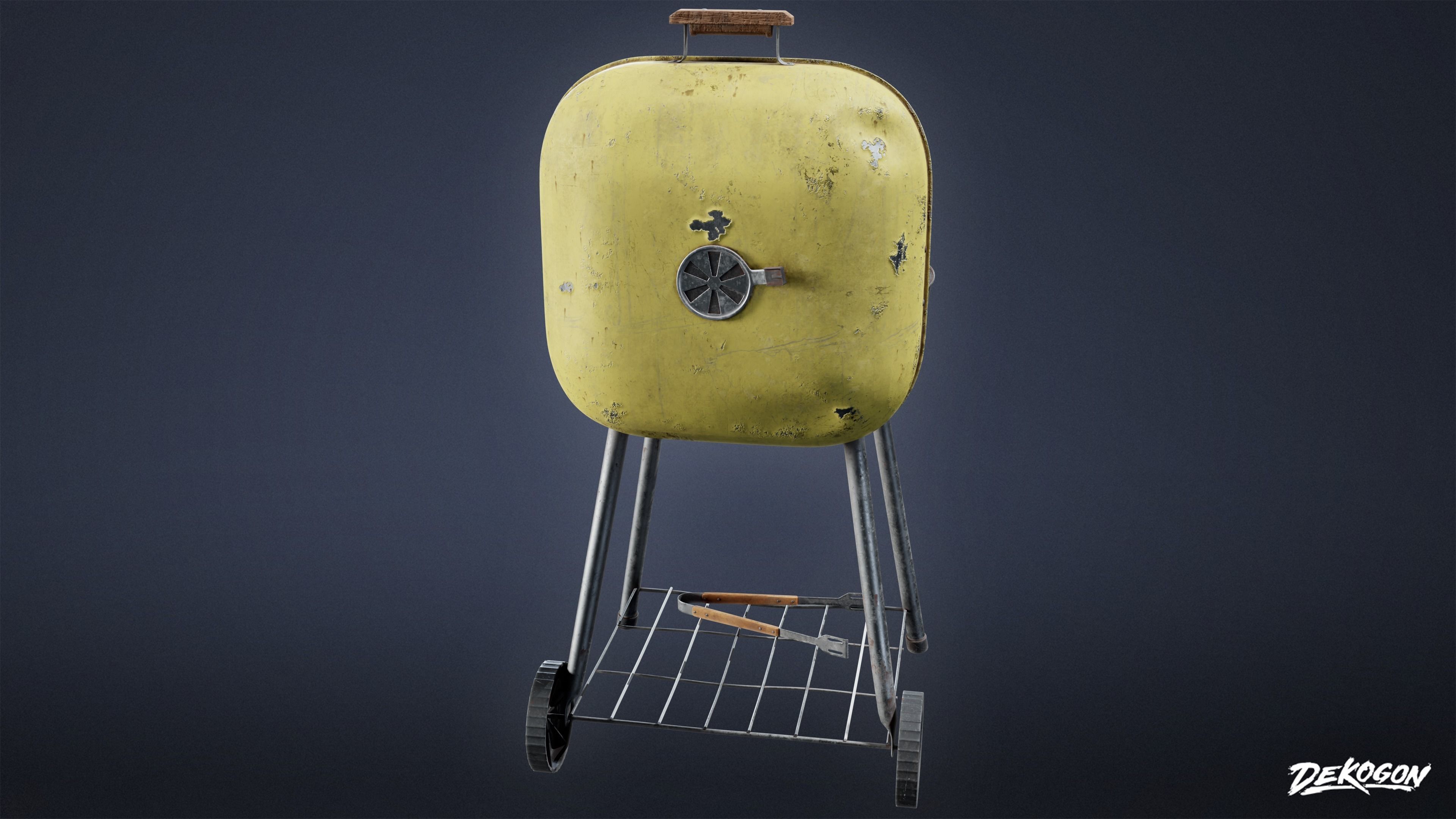 SUBURBS - Grill 01 - LOW POLY AND NANITE Low-poly 3D model_4