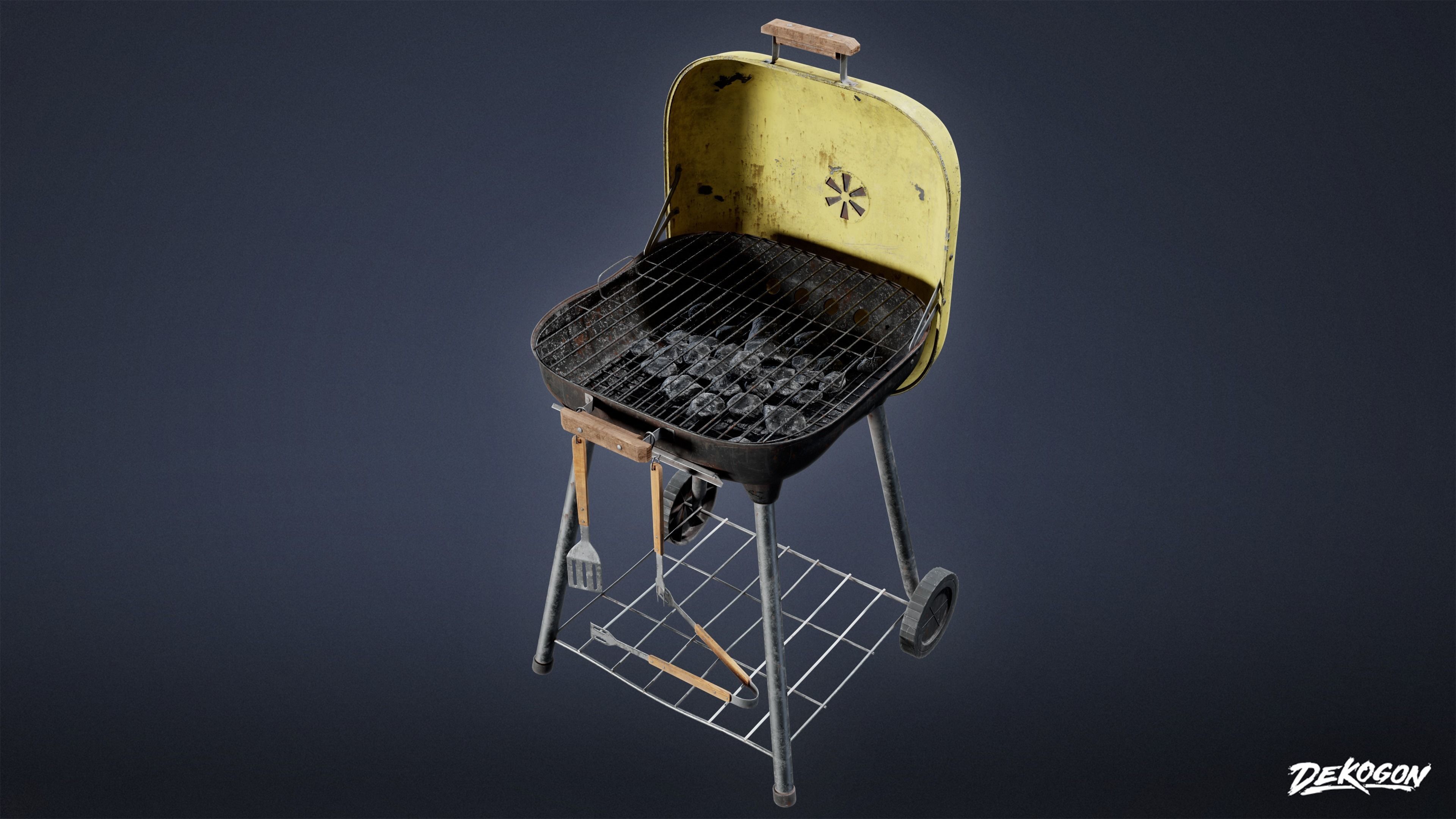 SUBURBS - Grill 01 - LOW POLY AND NANITE Low-poly 3D model_5