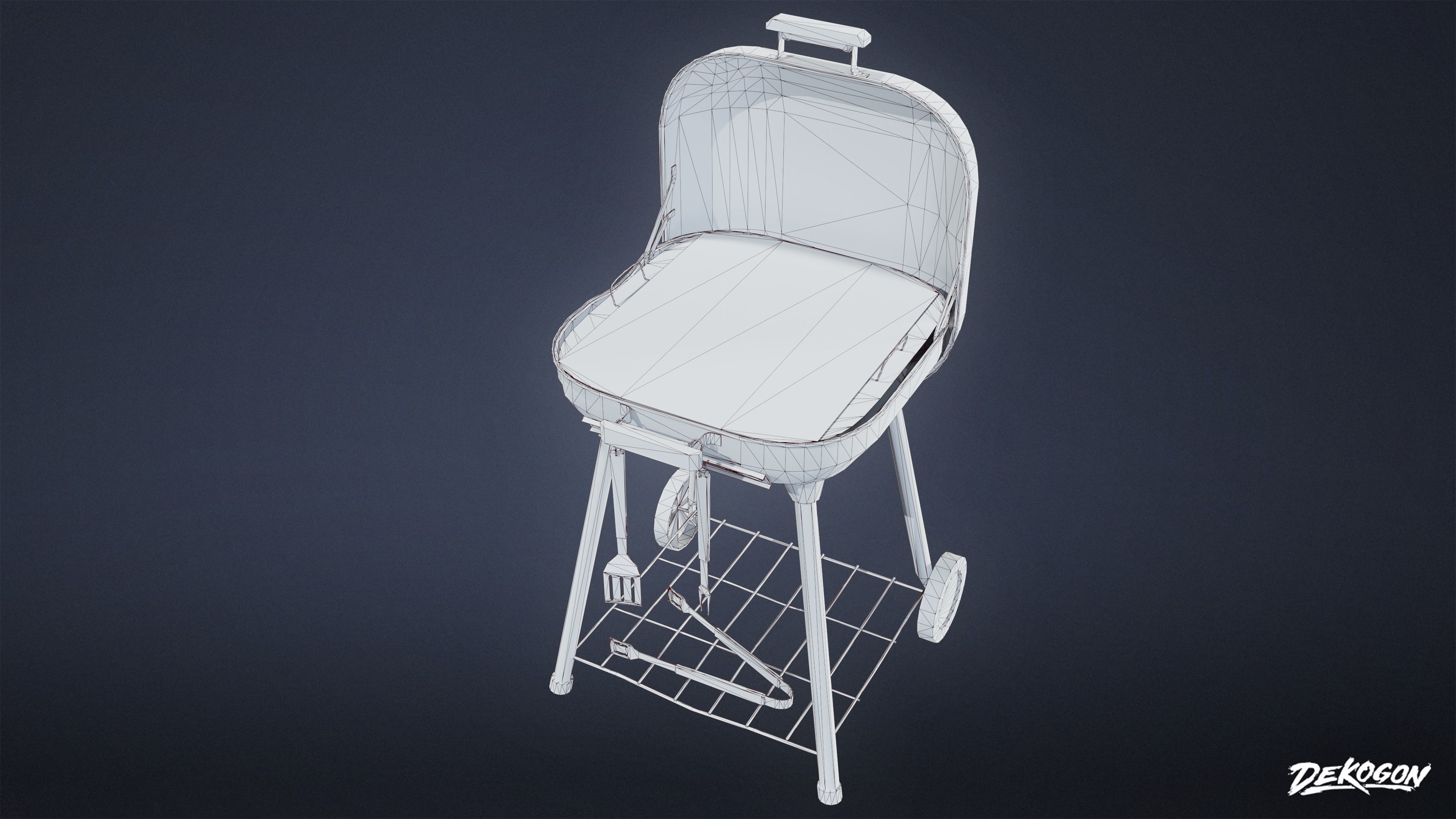 SUBURBS - Grill 01 - LOW POLY AND NANITE Low-poly 3D model_8