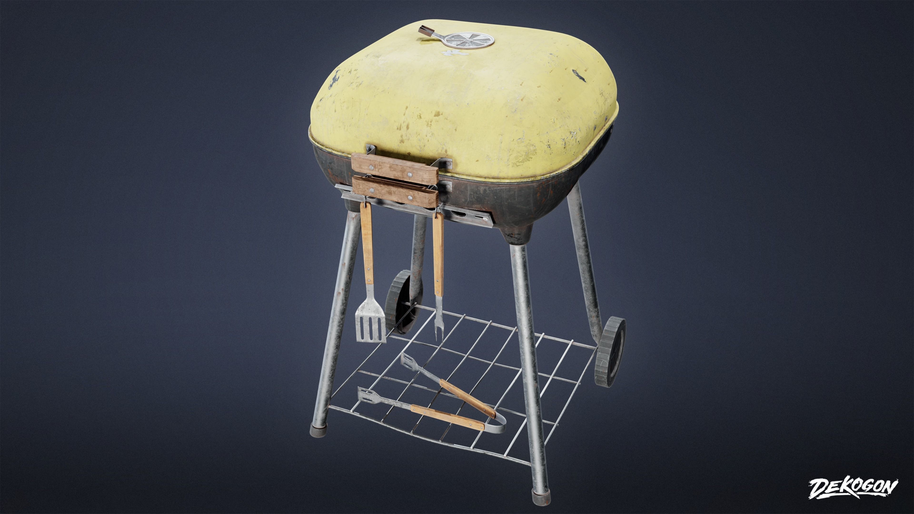 SUBURBS - Grill 01 - LOW POLY AND NANITE Low-poly 3D model_2